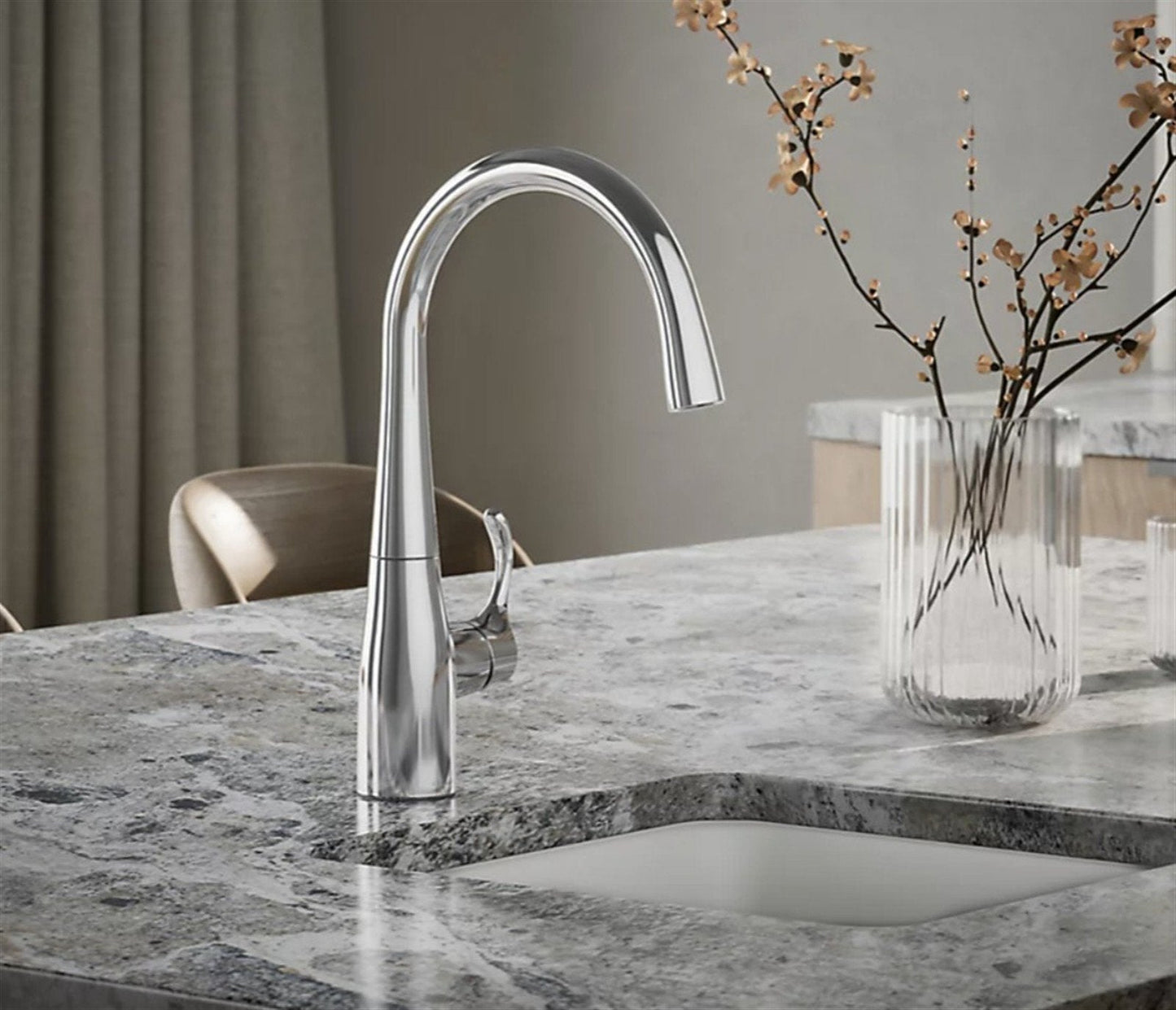 Kohler Simplice Single-Handle Bar Sink Faucet Vibrant Stainless 22034-VS