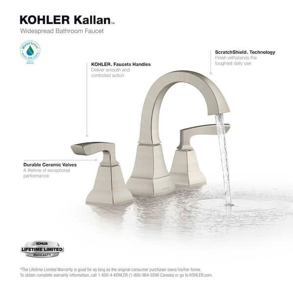 Kohler Kallan 8 in. Widespread Bathroom Faucet Vib Brushed Nickel K-R24056-4D-BN