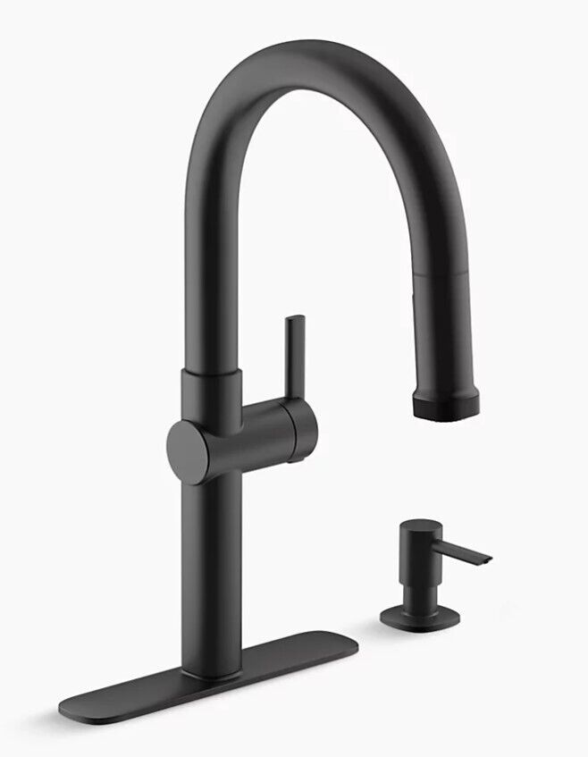 KOHLER Rune Kitchen Faucet 1-Handle Pull-Down Matte Black K-R22153-SD-BL