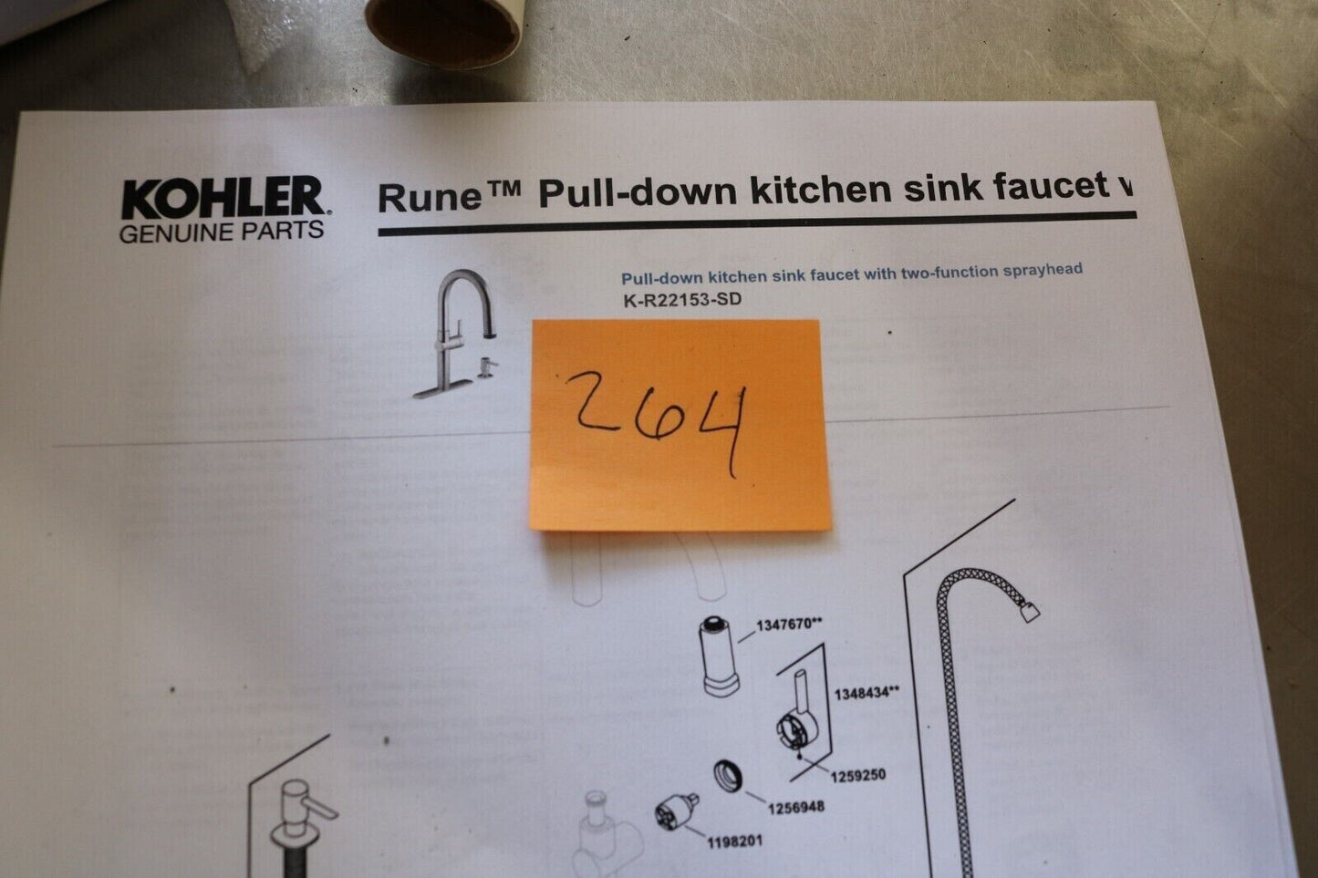 KOHLER Rune Kitchen Faucet 1-Handle Pull-Down Matte Black K-R22153-SD-BL