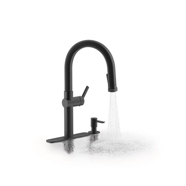 KOHLER Rune Kitchen Faucet 1-Handle Pull-Down Matte Black K-R22153-SD-BL