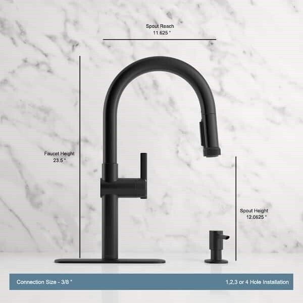 KOHLER Rune Kitchen Faucet 1-Handle Pull-Down Matte Black K-R22153-SD-BL