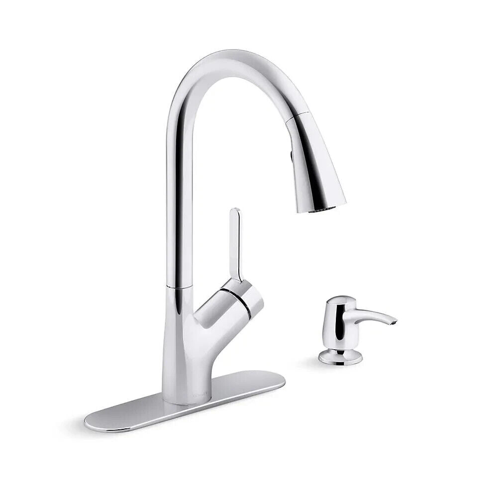 KOHLER R22897-SD-CP Kitchen Faucet Polished Chrome 1-Handle Pull-Down/Soap Disp