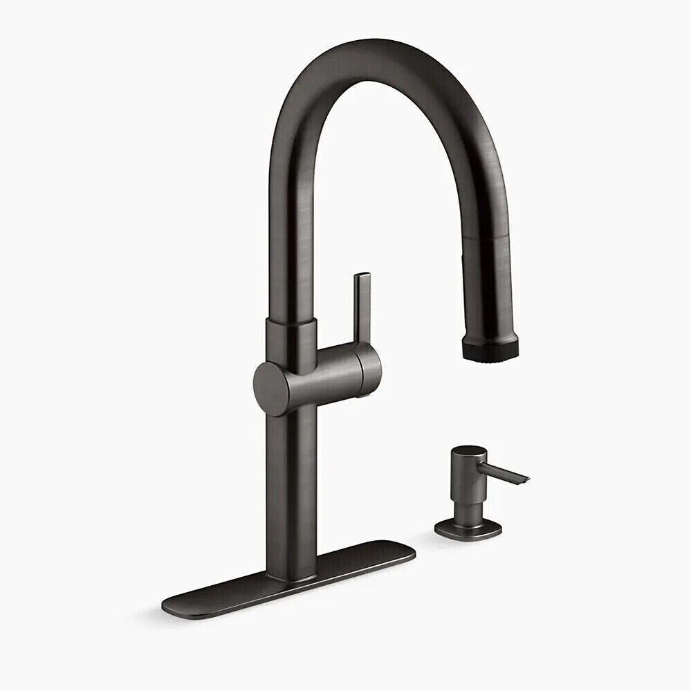 KOHLER R22153-SD-BLS Single-Handle Pull-Down Kitchen Faucet in Black Stainless