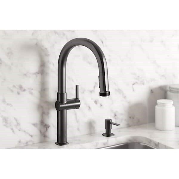 KOHLER R22153-SD-BLS Single-Handle Pull-Down Kitchen Faucet in Black Stainless