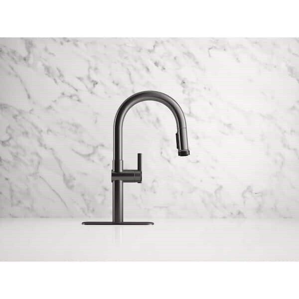 KOHLER R22153-SD-BLS Single-Handle Pull-Down Kitchen Faucet in Black Stainless