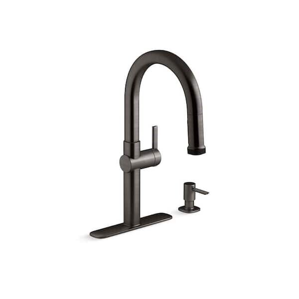 KOHLER R22153-SD-BLS Single-Handle Pull-Down Kitchen Faucet in Black Stainless