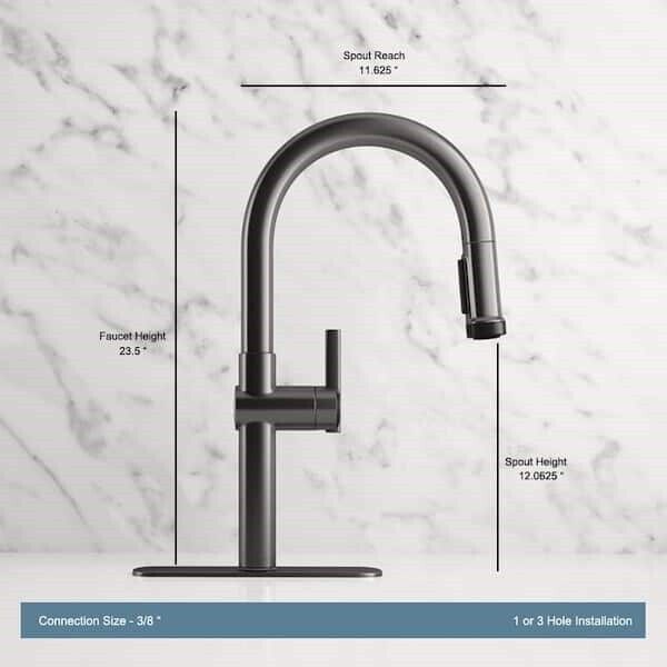 KOHLER R22153-SD-BLS Single-Handle Pull-Down Kitchen Faucet in Black Stainless