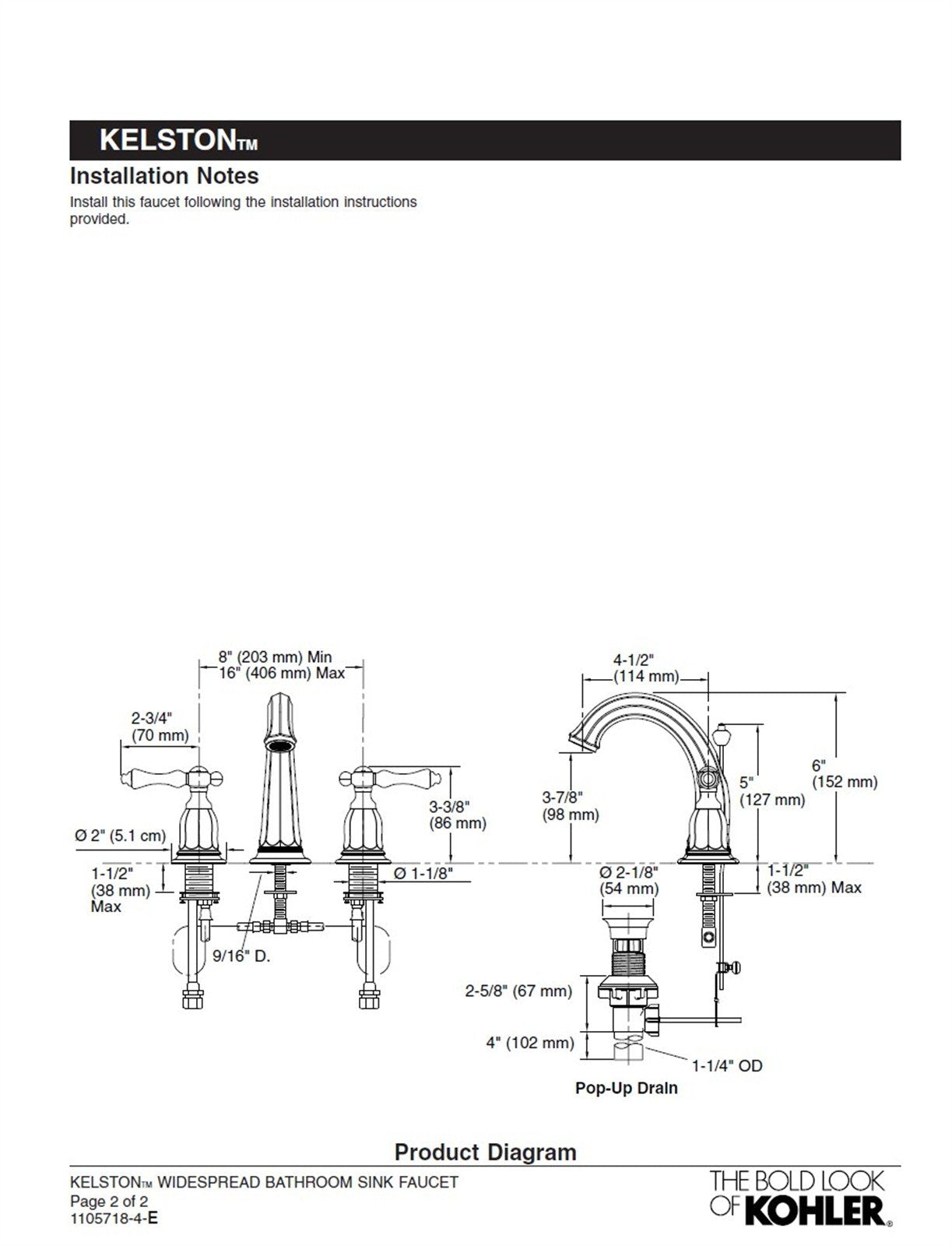 Kohler Kelston 8 in. Widespread Bathroom Faucet Oil-Rubbed Bronze K-13491-4-2BZ