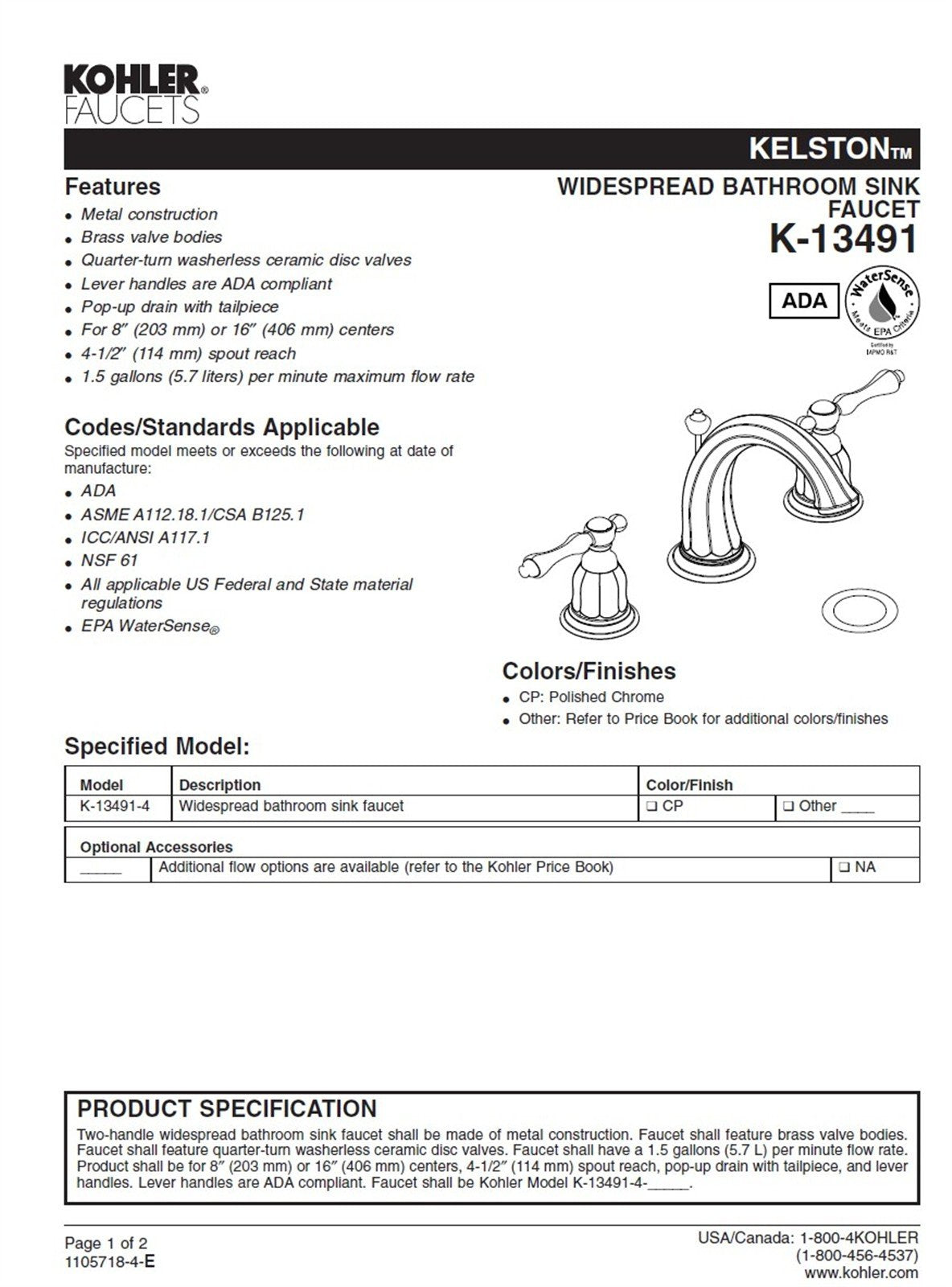 Kohler Kelston 8 in. Widespread Bathroom Faucet Oil-Rubbed Bronze K-13491-4-2BZ