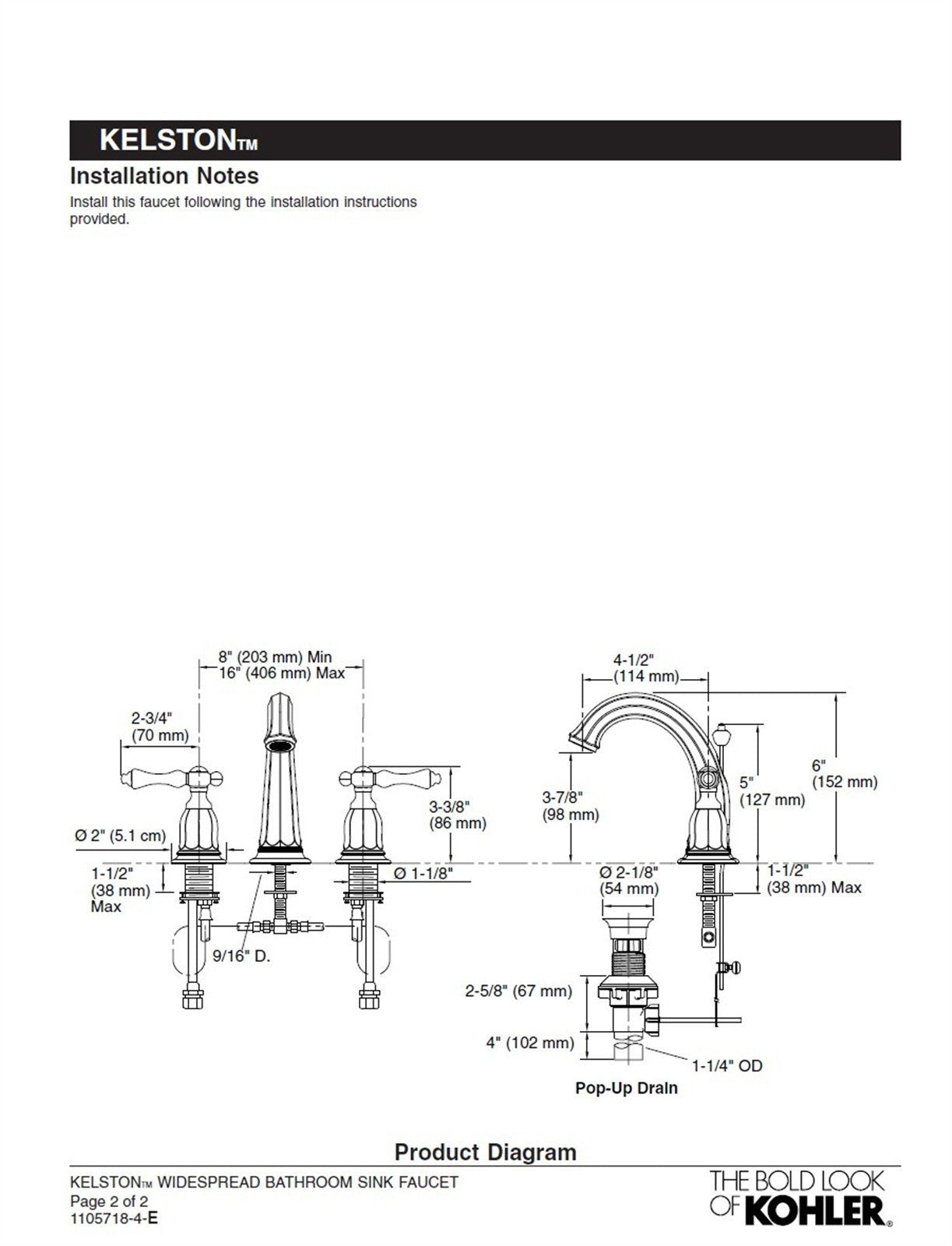 Kohler Kelston 8 in. Widespread Bathroom Faucet Oil-Rubbed Bronze K-13491-4-2BZ