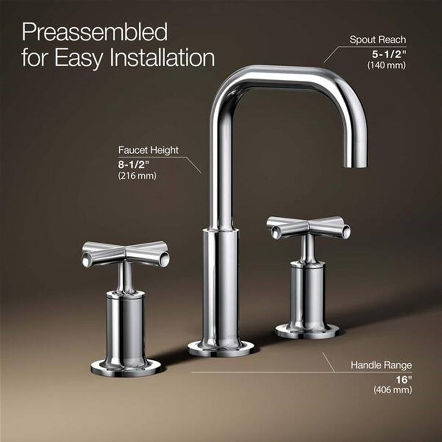 Kohler Purist 8 in. Widespread Bathroom Faucet Polished Chrome finish K-14406-3-CP