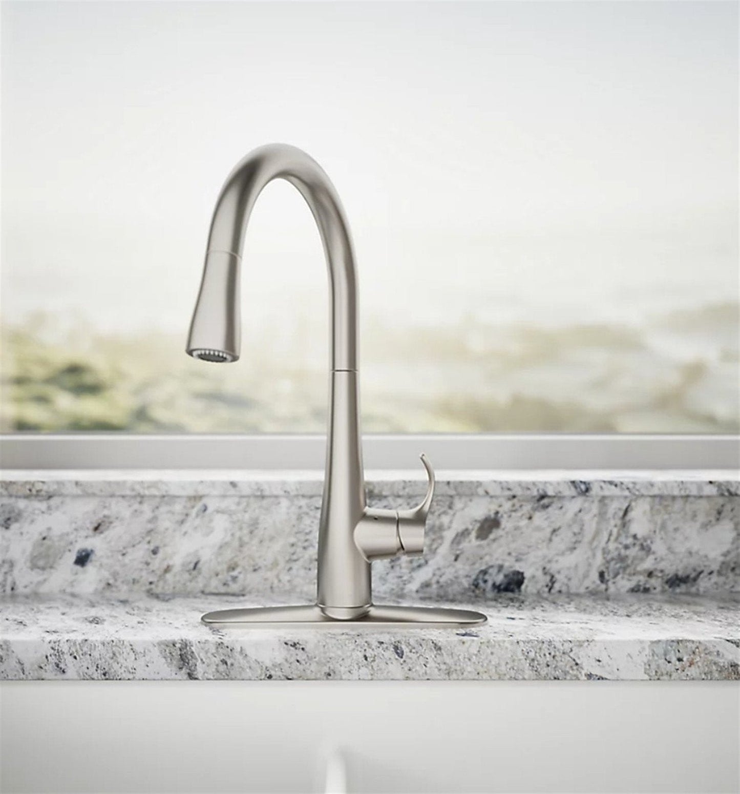 Kohler Simplice 1 Hole Pull Down Kitchen Faucet in Vibrant Stainless K-22036-VS