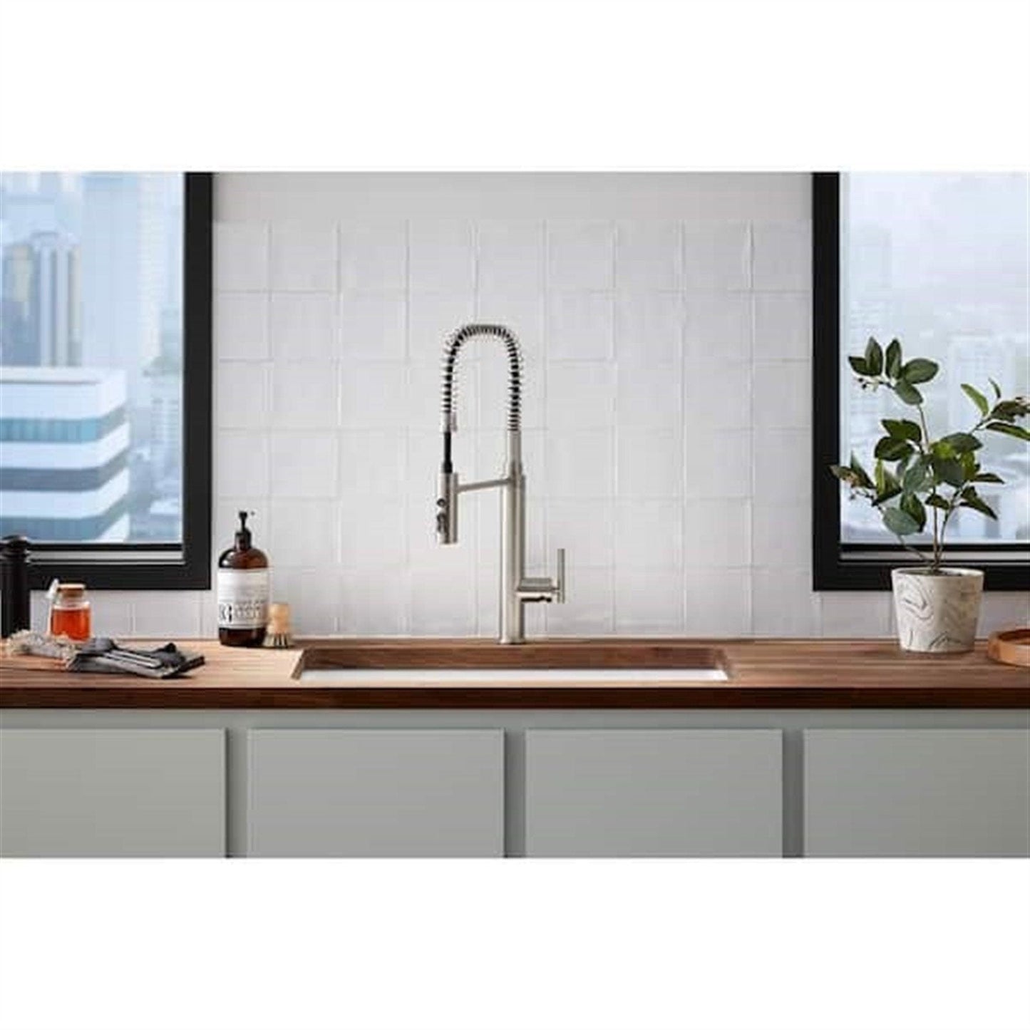 Kohler Purist 1 Hole Pull Down Kitchen Faucet in Vibrant Stainless K-24982-VS