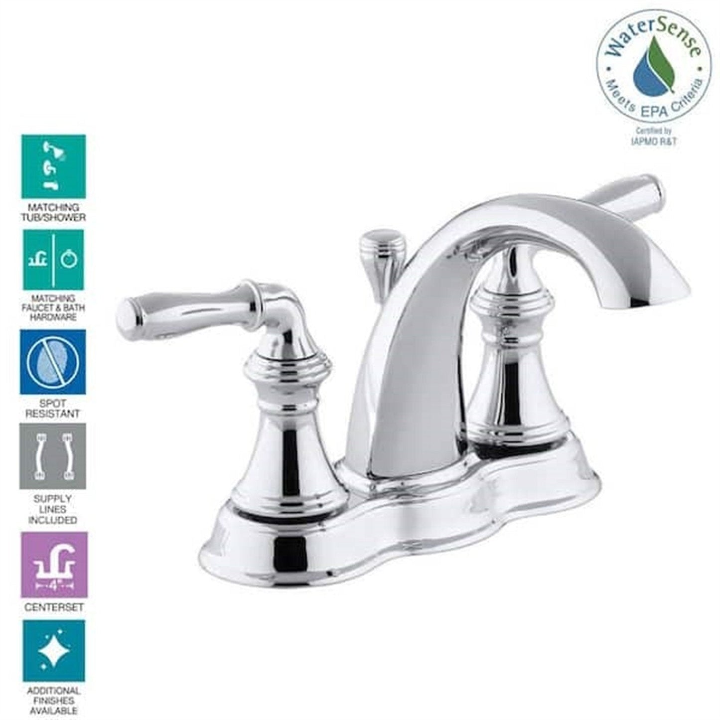 Kohler Devonshire 4 in. Centerset Bathroom Faucet Polished Chrome K-393-N4-CP