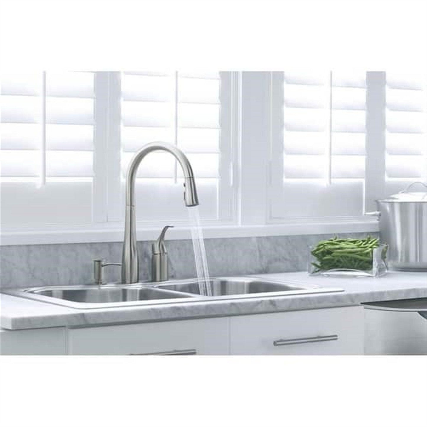 Kohler Simplice 1 Hole Pull Down Kitchen Faucet in Vibrant Stainless K-647-VS