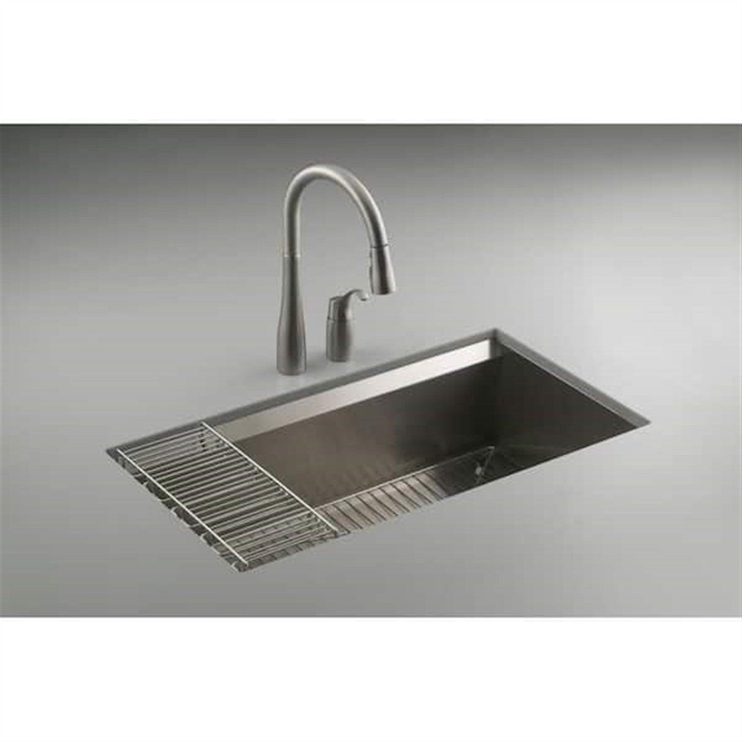 Kohler Simplice 1 Hole Pull Down Kitchen Faucet in Vibrant Stainless K-647-VS