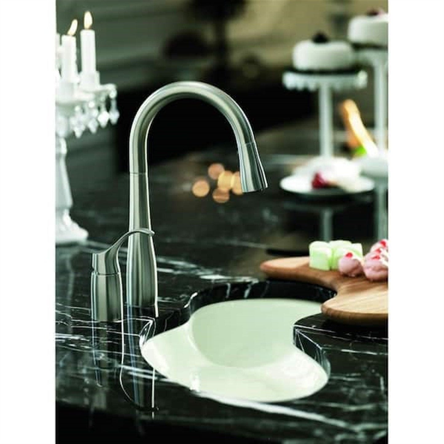 Kohler Simplice 1 Hole Pull Down Kitchen Faucet in Vibrant Stainless K-647-VS