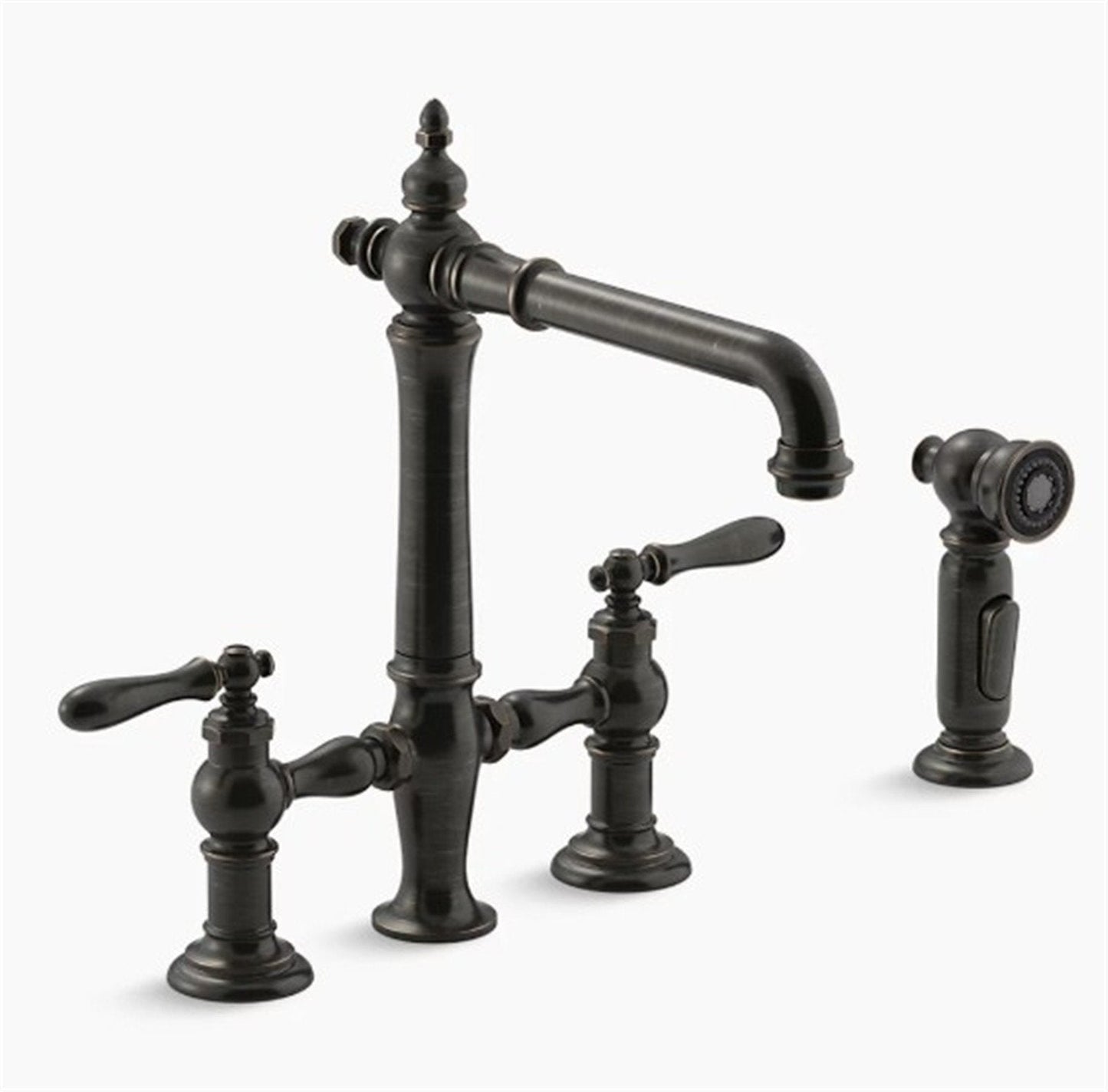 Artifacts Bridge kitchen sink faucet w/spray Oil Rubbed Bronze K-76519-4-2BZ