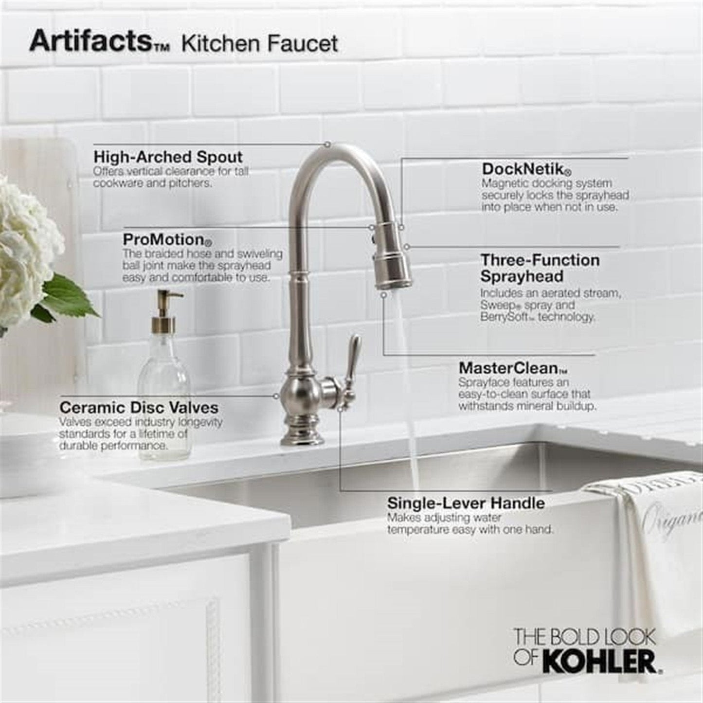 Kohler Artifacts 1-Handle Pull-Down Kitchen Faucet Polished Chrome K-99259-CP