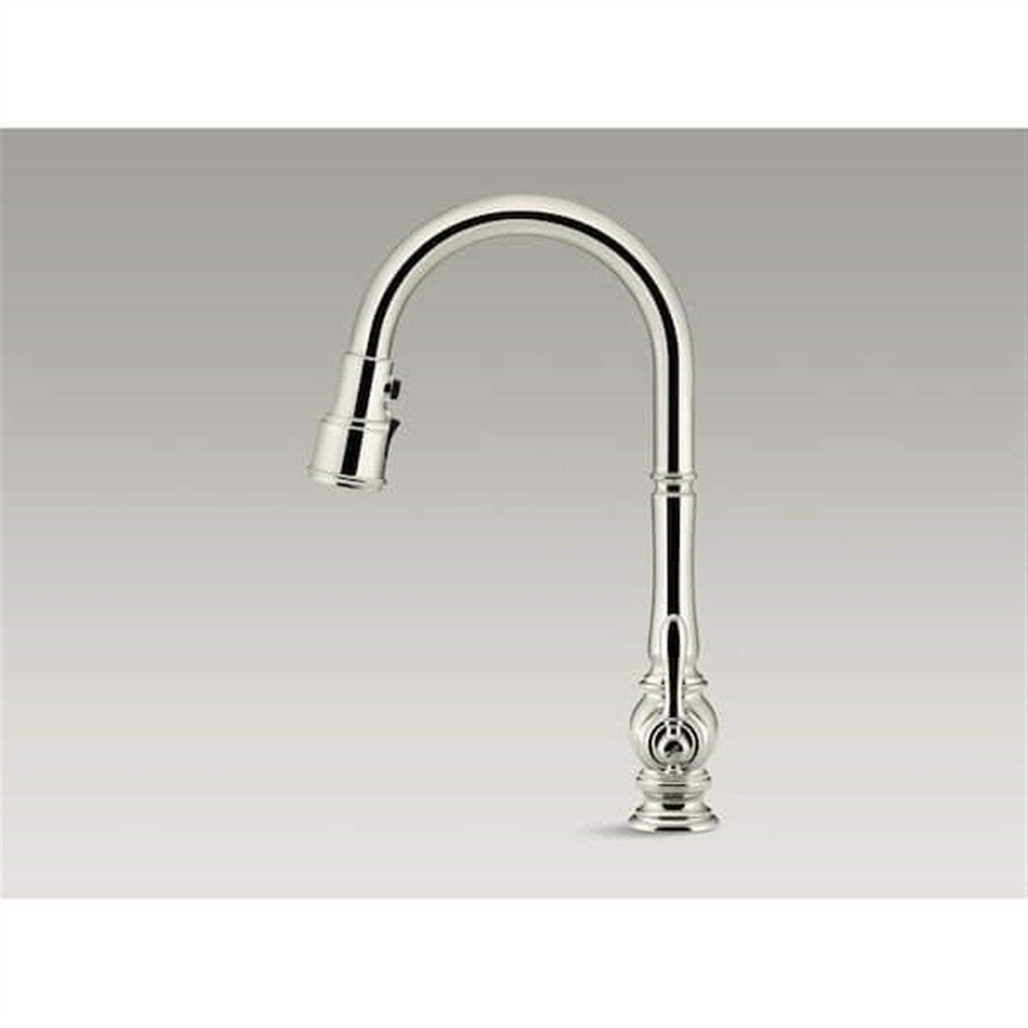 Kohler Artifacts 1 Hole Pull Down Kitchen Faucet in Vibrant Polished Nickel K-99259-SN