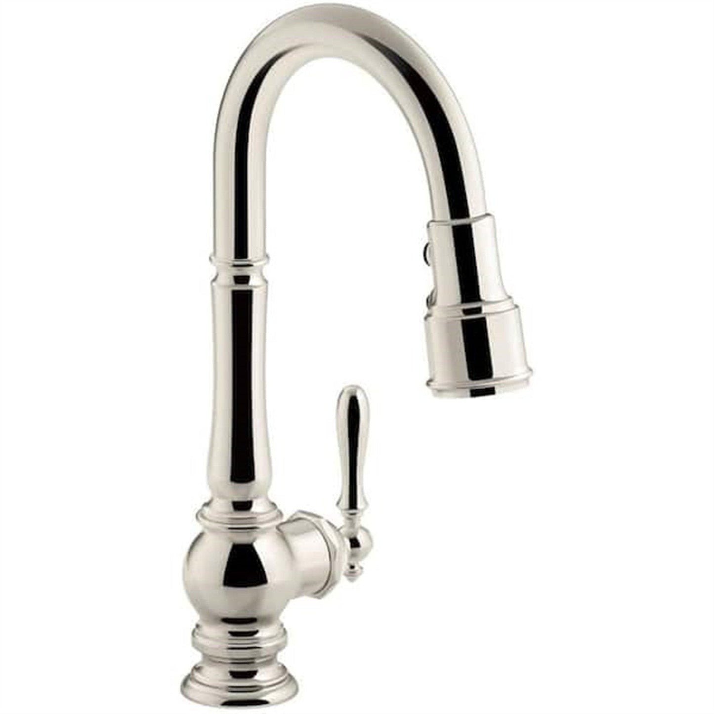 Kohler Artifacts 1 Hole Pull Down Kitchen Faucet in Vibrant Polished Nickel K-99261-SN