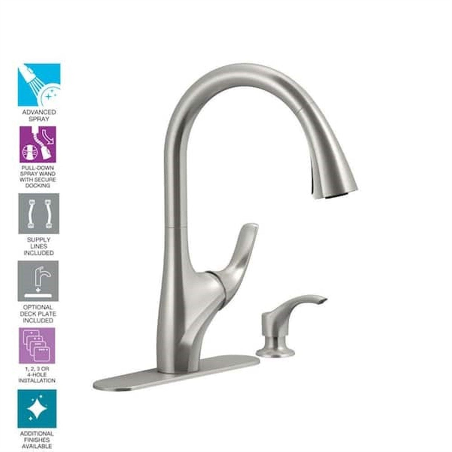 Kohler Trielle 1 Hole Pull Down Kitchen Faucet in Stainless Steel K-R18594-SD-VS