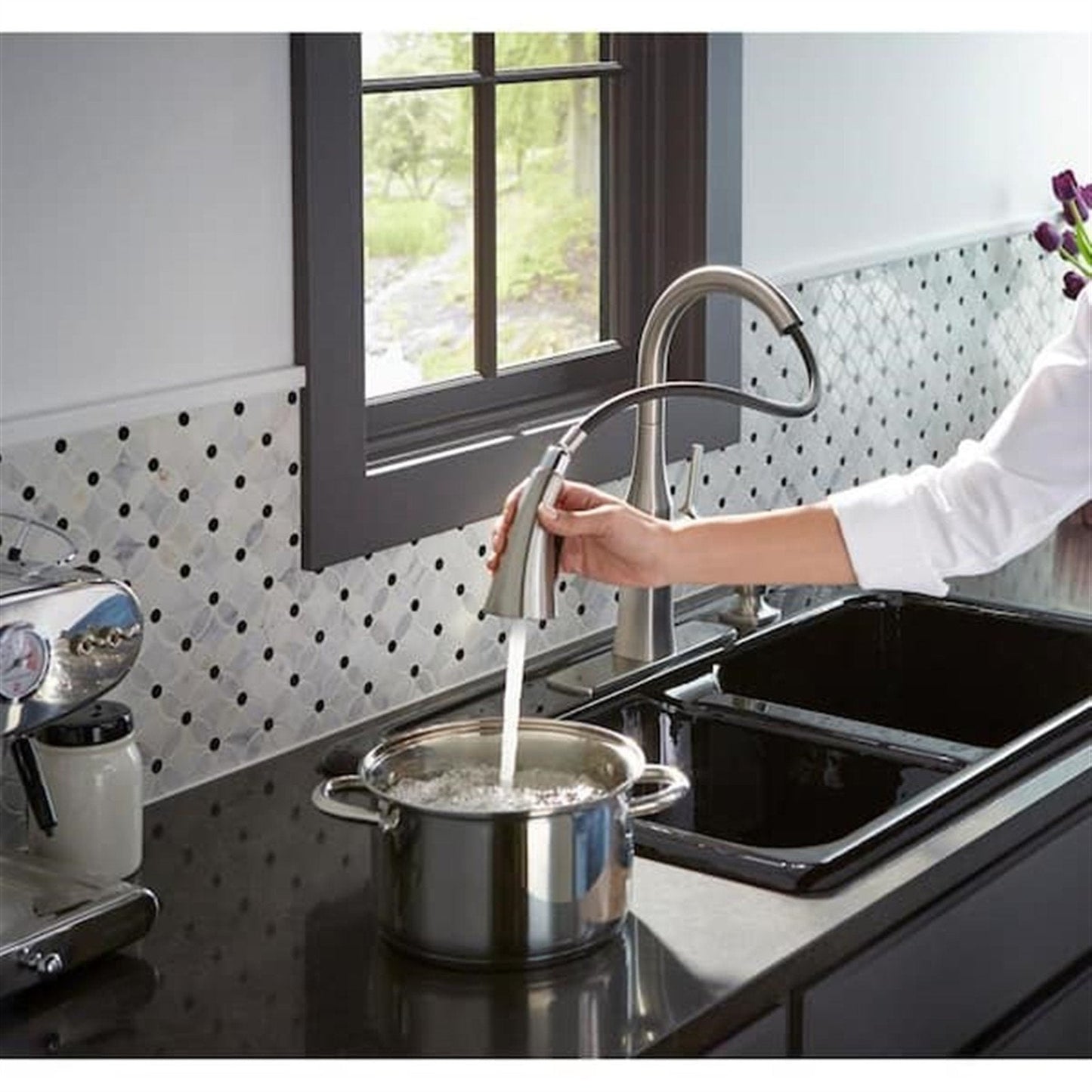 Kohler Rubicon 1 Hole Pull Down Kitchen Faucet in Vibrant Stainless K-R20147-SD-VS