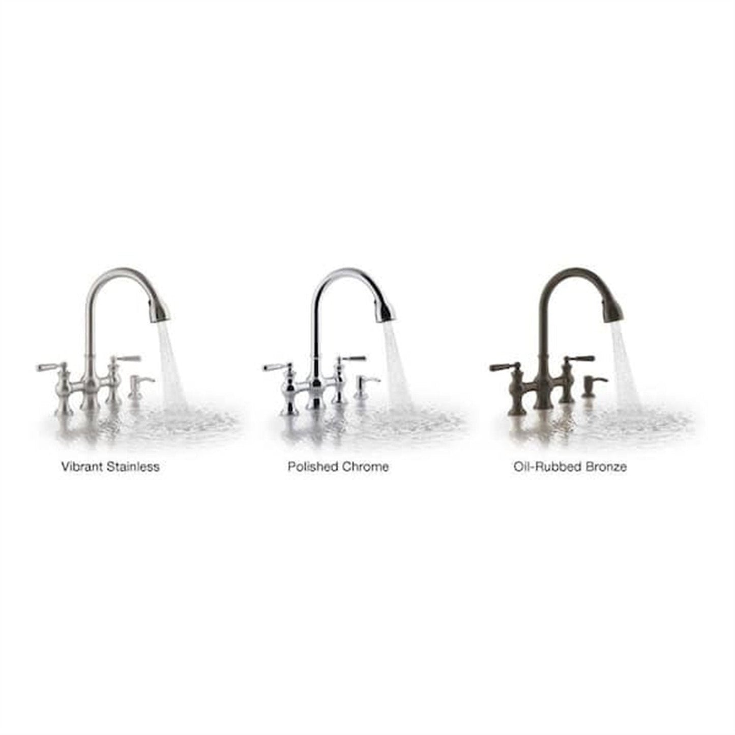 Kohler Capilano 2-Handle Bridge Farmhouse Pull-Down Kitchen Faucet with Soap Dispenser and Sweep Spray in Oil-Rubbed Bronze K-R21070-SD-2BZ