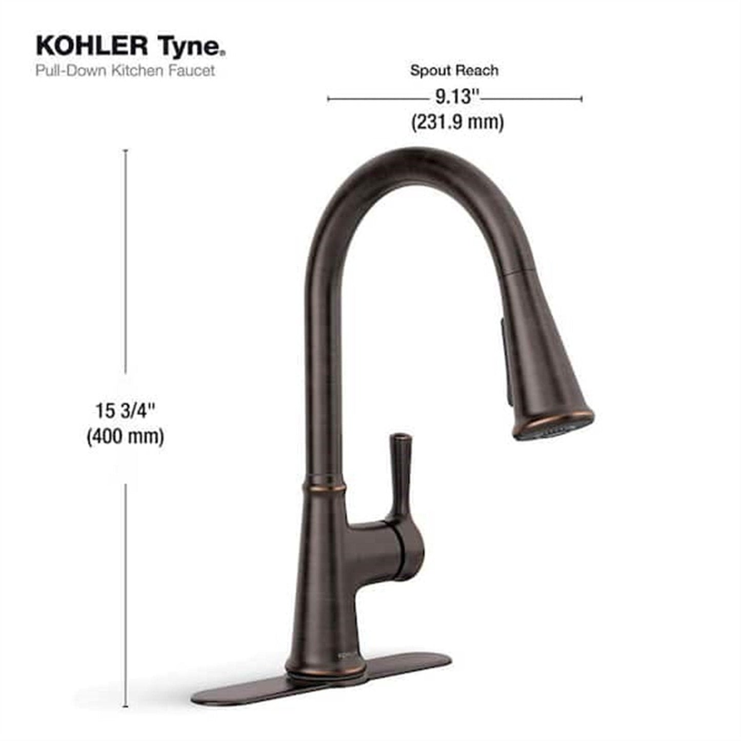 Kohler Tyne Single-Handle Kitchen Faucet in Oil-Rubbed Bronze K-R21415-2BZ