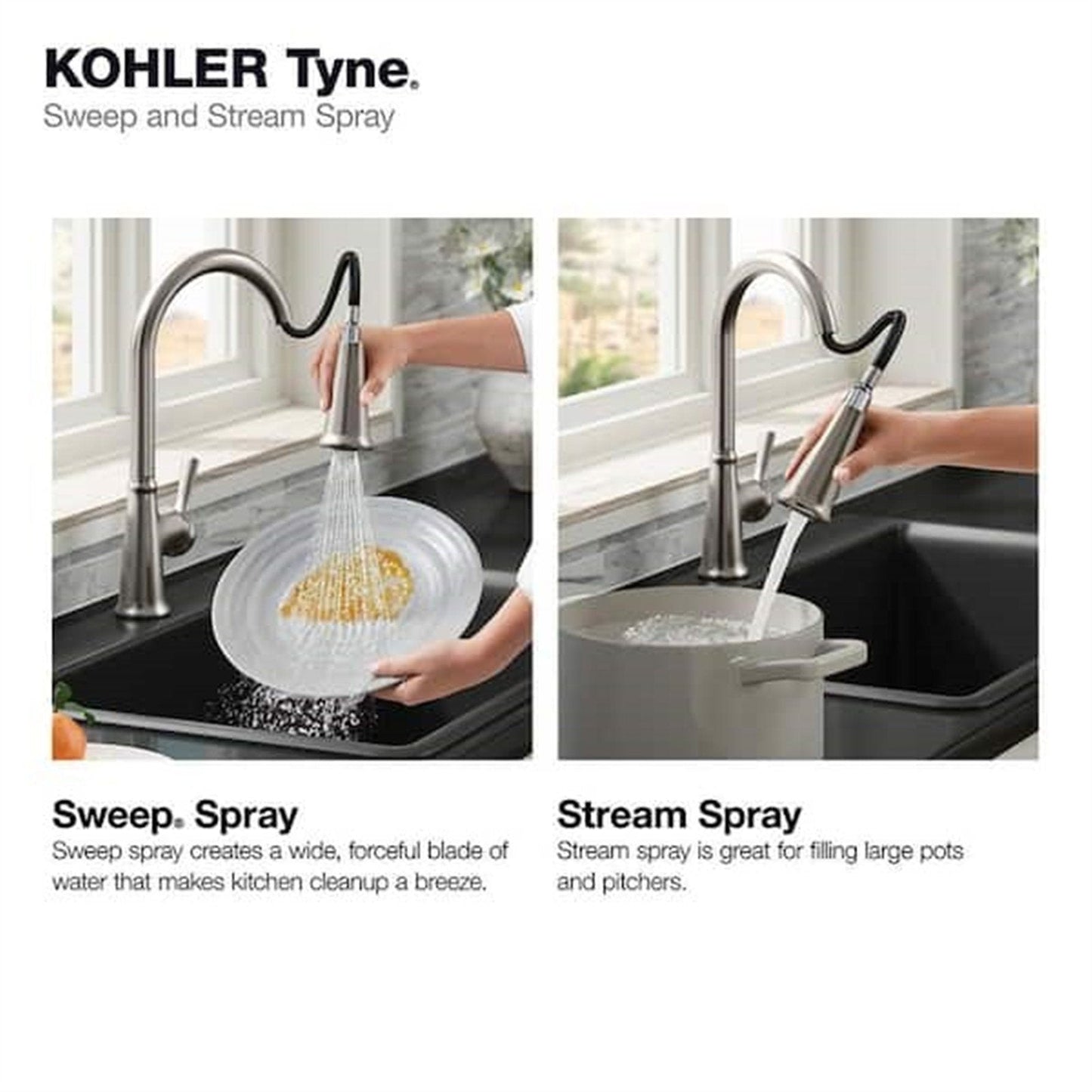 Kohler Tyne Single-Handle Pull-Down Sprayer Kitchen Faucet in Vibrant Stainless K-R21415-VS