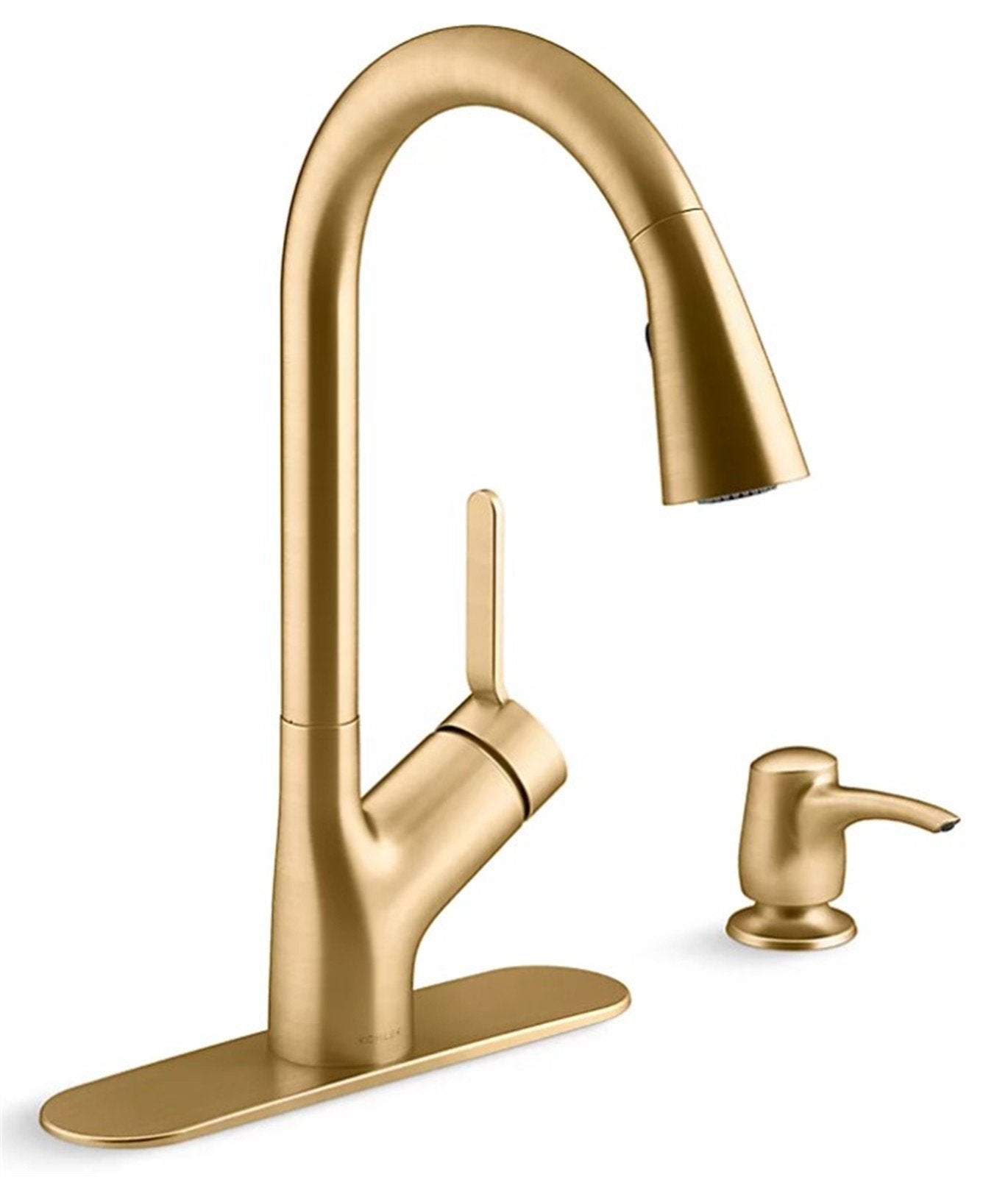 Setra Single-Handle Pull-Down Spray Kitchen Faucet Vibrant Brushed Moderne Brass