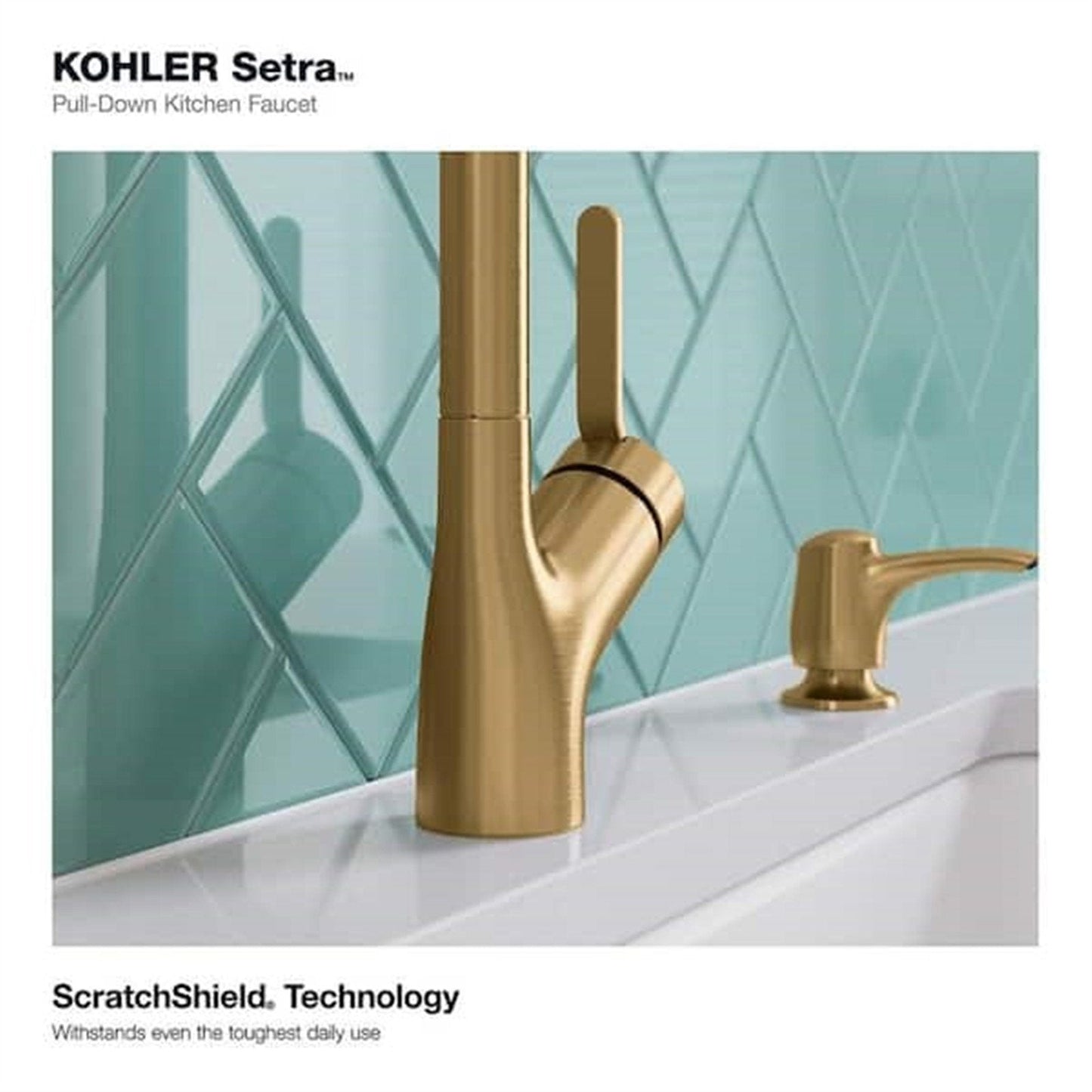 Setra Single-Handle Pull-Down Spray Kitchen Faucet Vibrant Brushed Moderne Brass