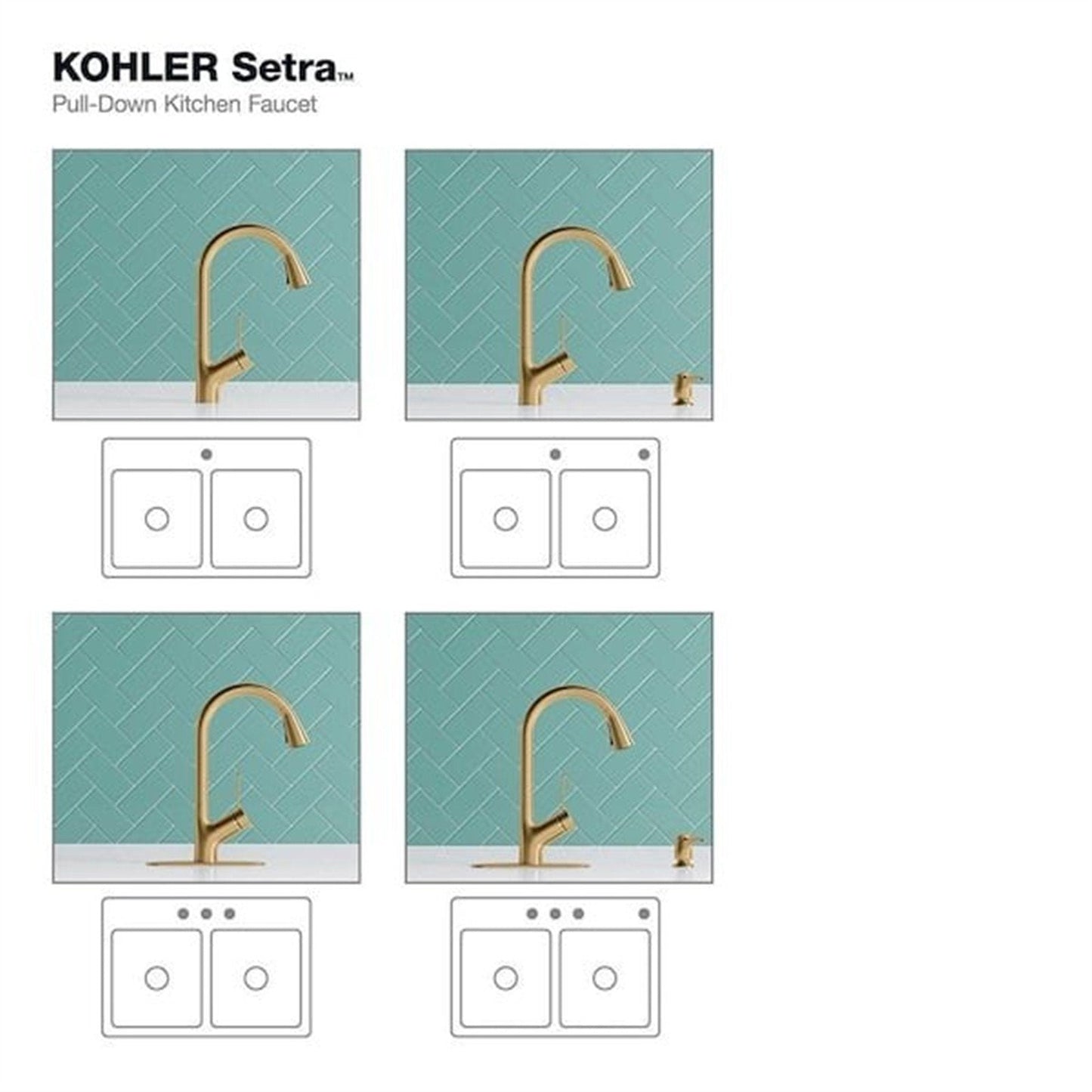 Setra Single-Handle Pull-Down Spray Kitchen Faucet Vibrant Brushed Moderne Brass
