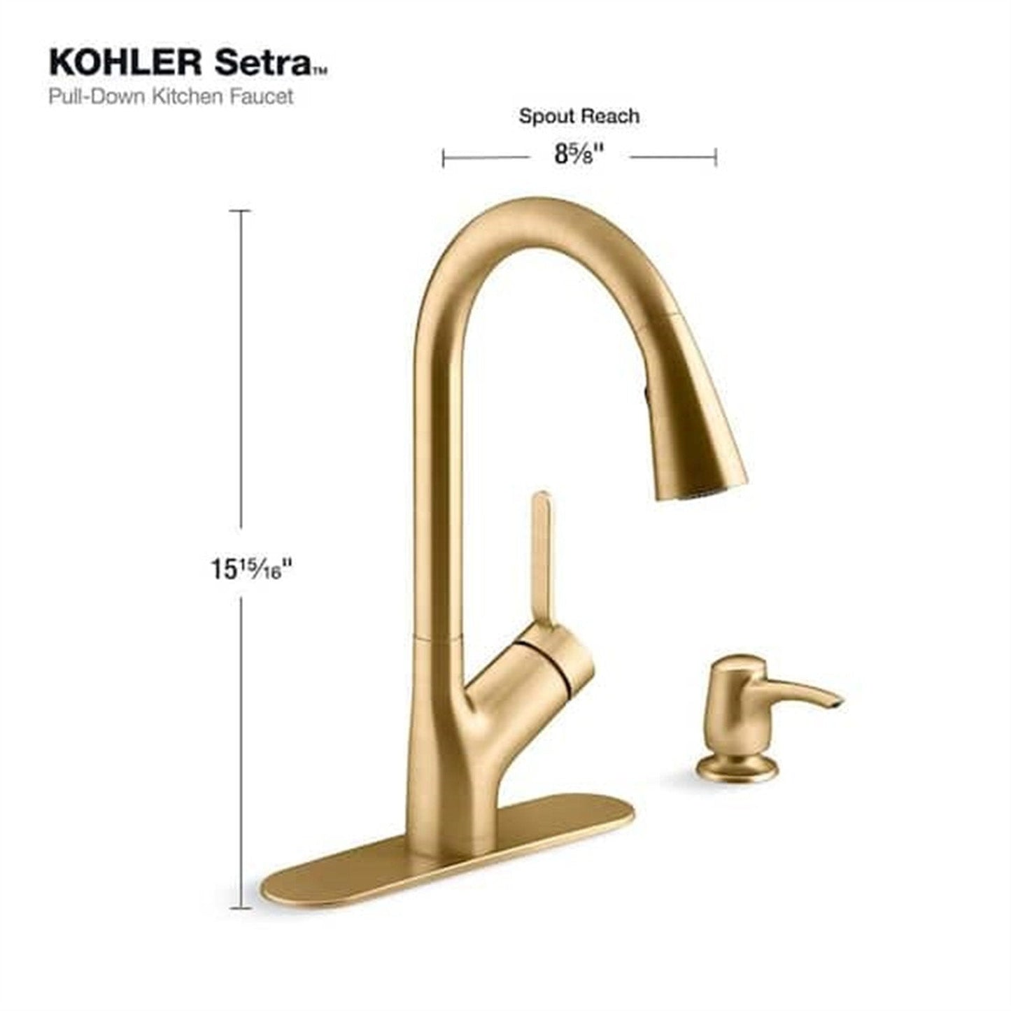 Setra Single-Handle Pull-Down Spray Kitchen Faucet Vibrant Brushed Moderne Brass