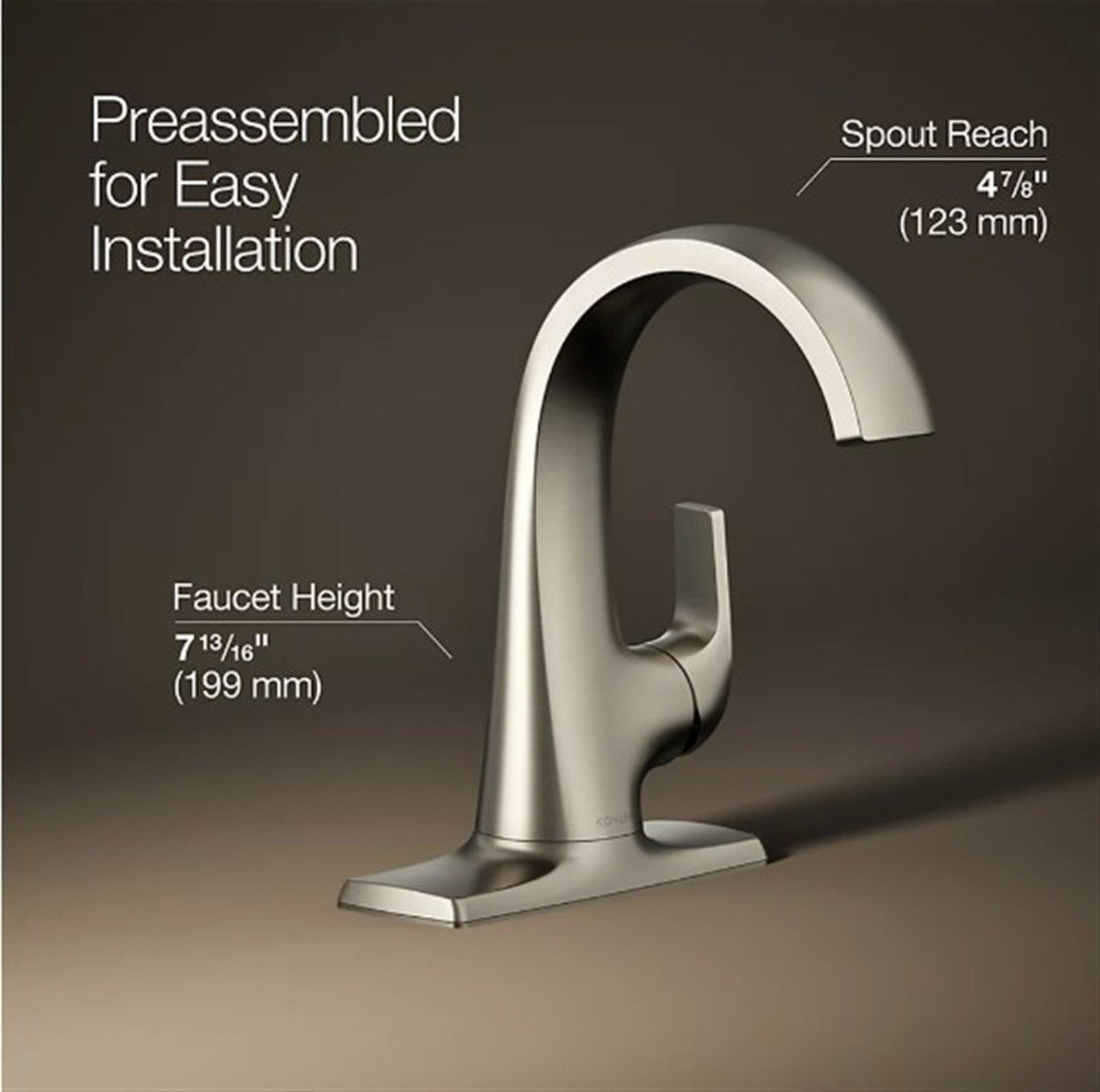 Kohler Cursiva 1 Hole Bathroom Faucet Brushed Nickel K-R30577-4D-BN ✅