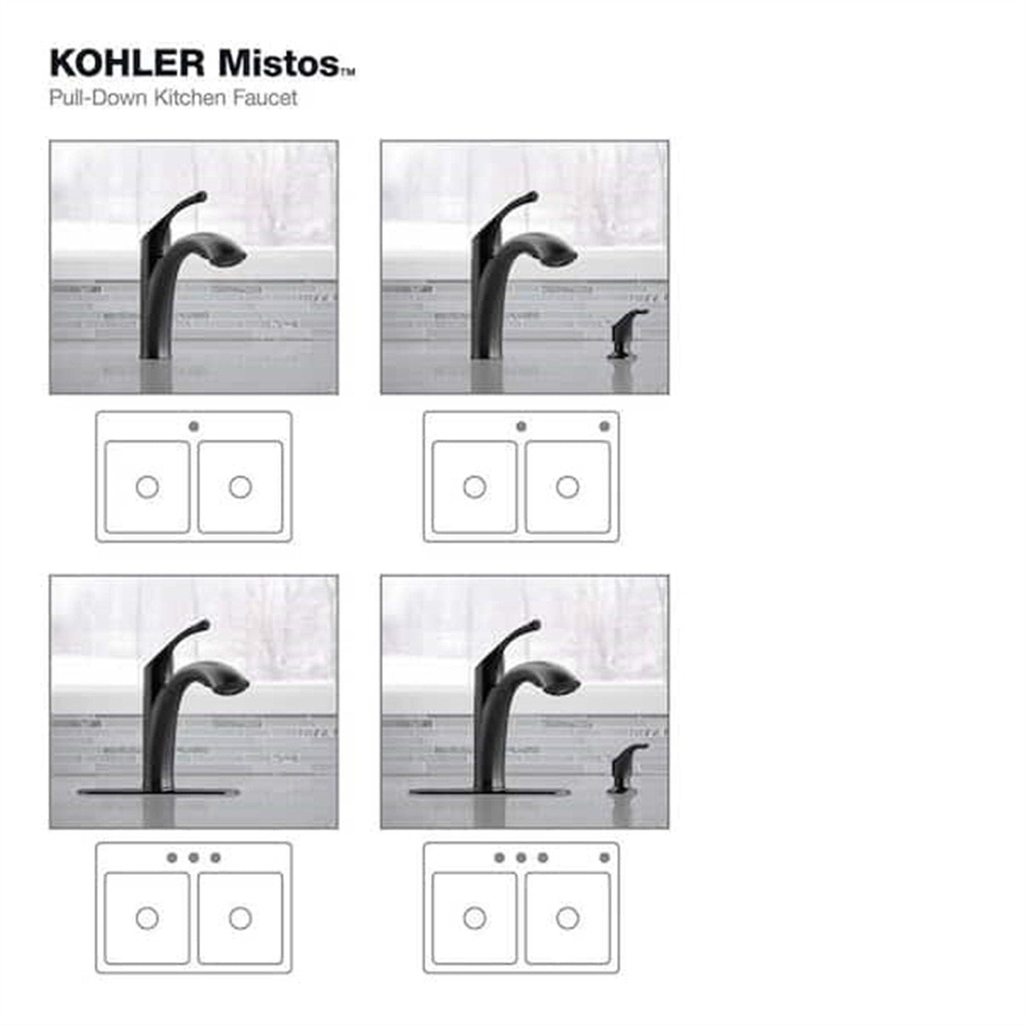 Kohler Mistos 1 Hole Pull Down Kitchen Faucet in Matte Black K-R72510-SD-BL