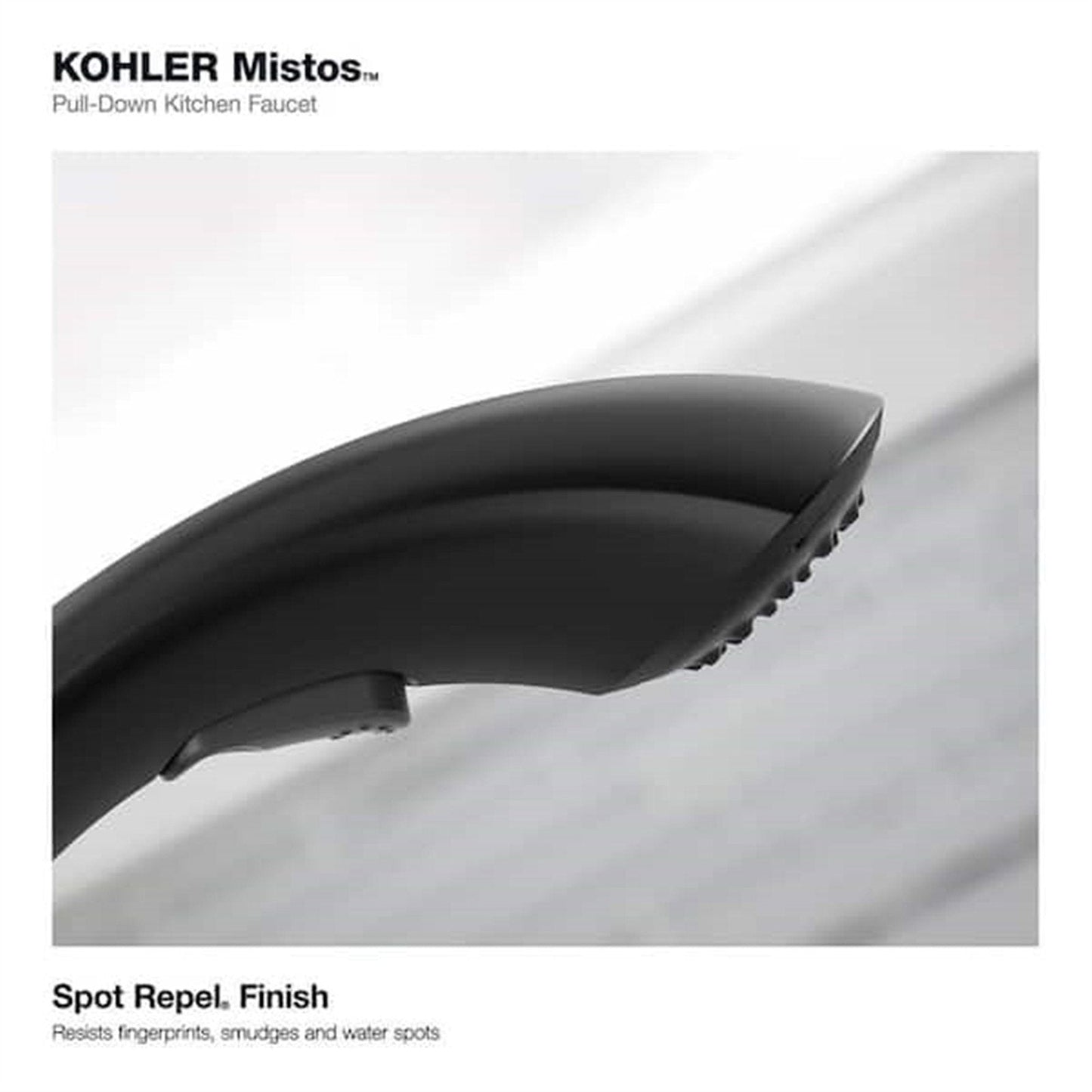 Kohler Mistos 1 Hole Pull Down Kitchen Faucet in Matte Black K-R72510-SD-BL