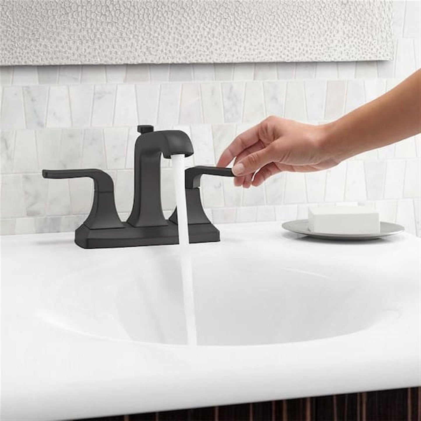 Kohler Rubicon 4 in. Centerset Bathroom Faucet Matte Black K-R76215-4D-BL