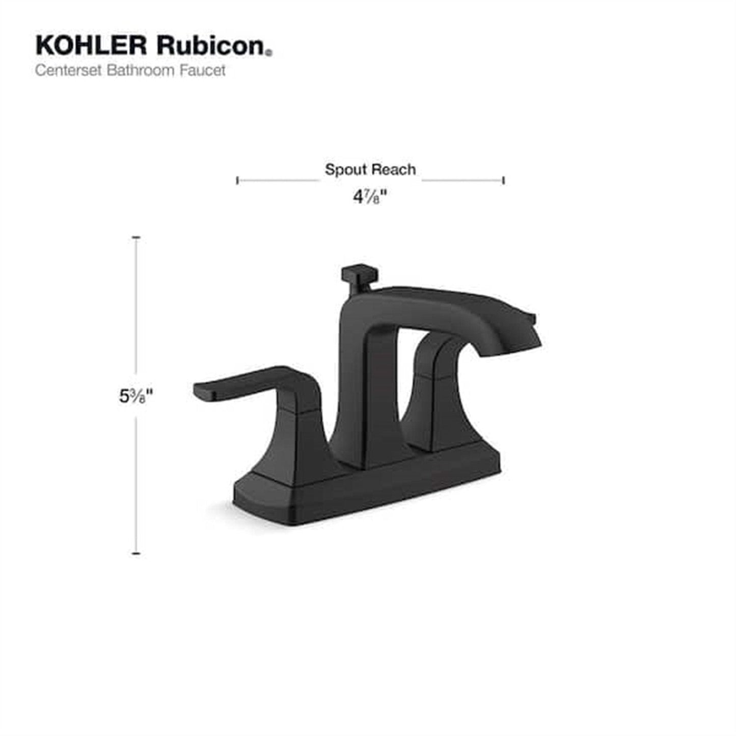 Kohler Rubicon 4 in. Centerset Bathroom Faucet Matte Black K-R76215-4D-BL