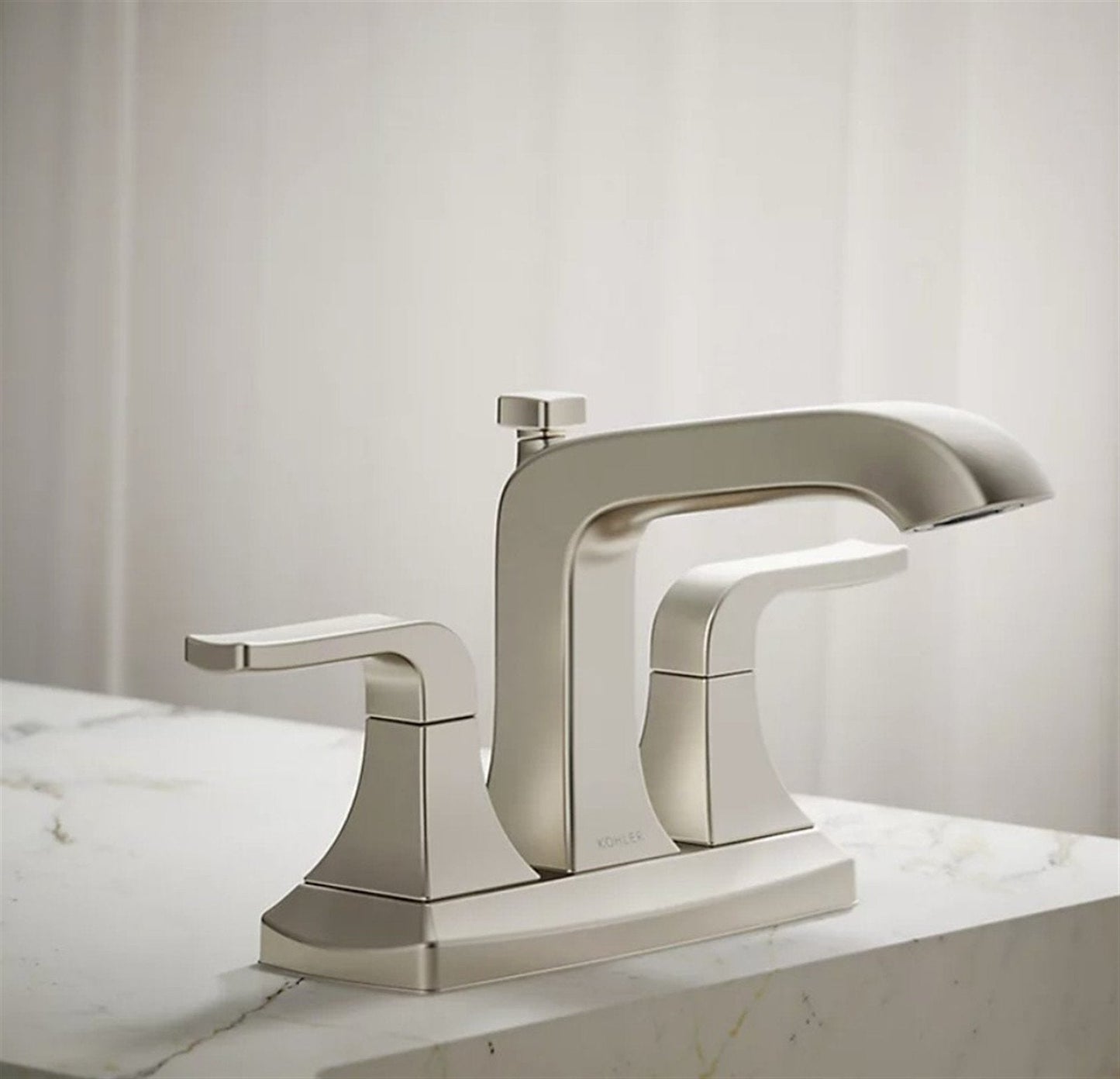 Kohler Rubicon 4 in. Centerset Bathroom Faucet Vibrant Brushed Nickel K-R76215-4D-BN