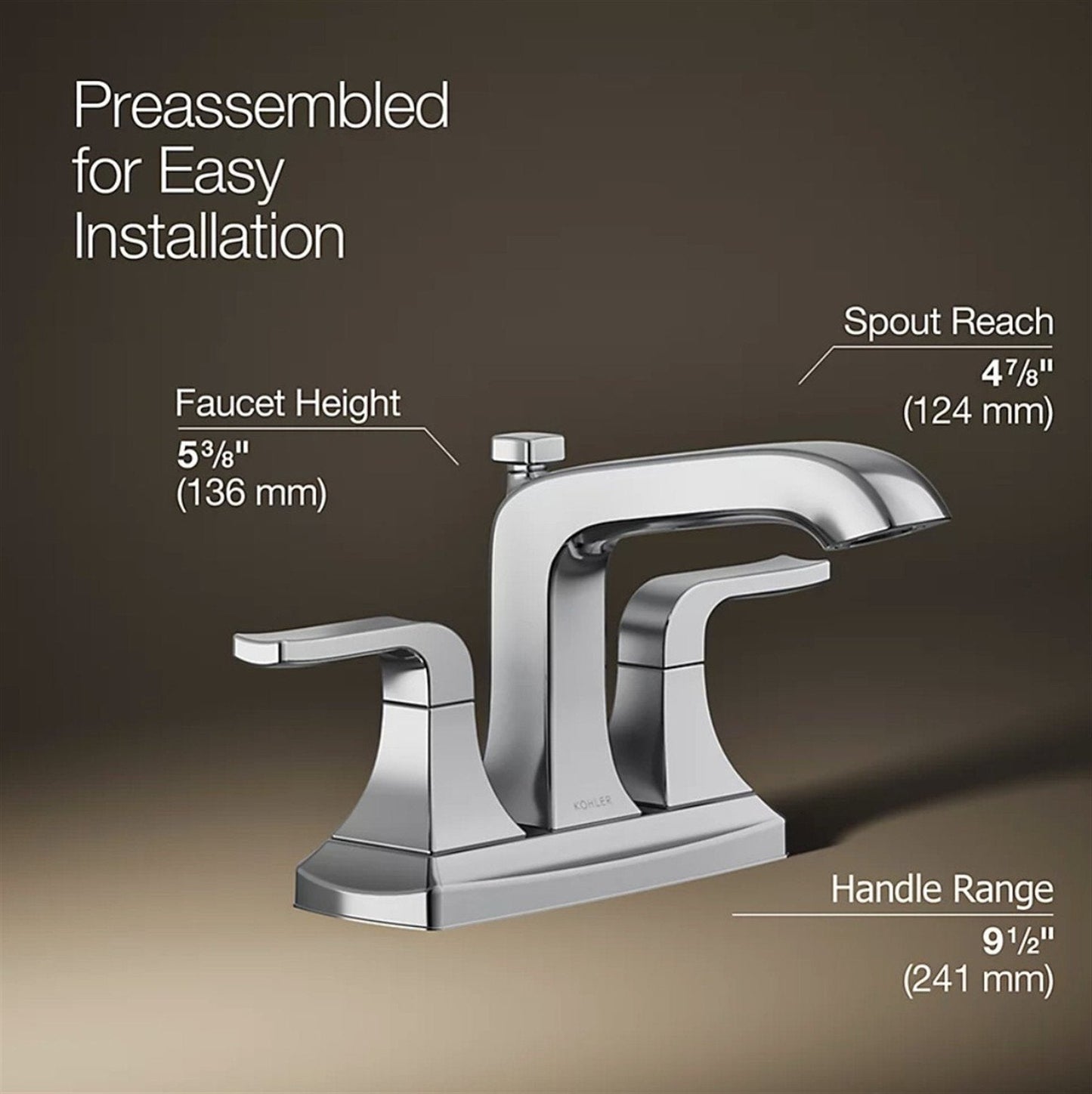 Kohler Rubicon 4 in. Centerset Bathroom Faucet Polished Chrome K-R76215-4D-CP