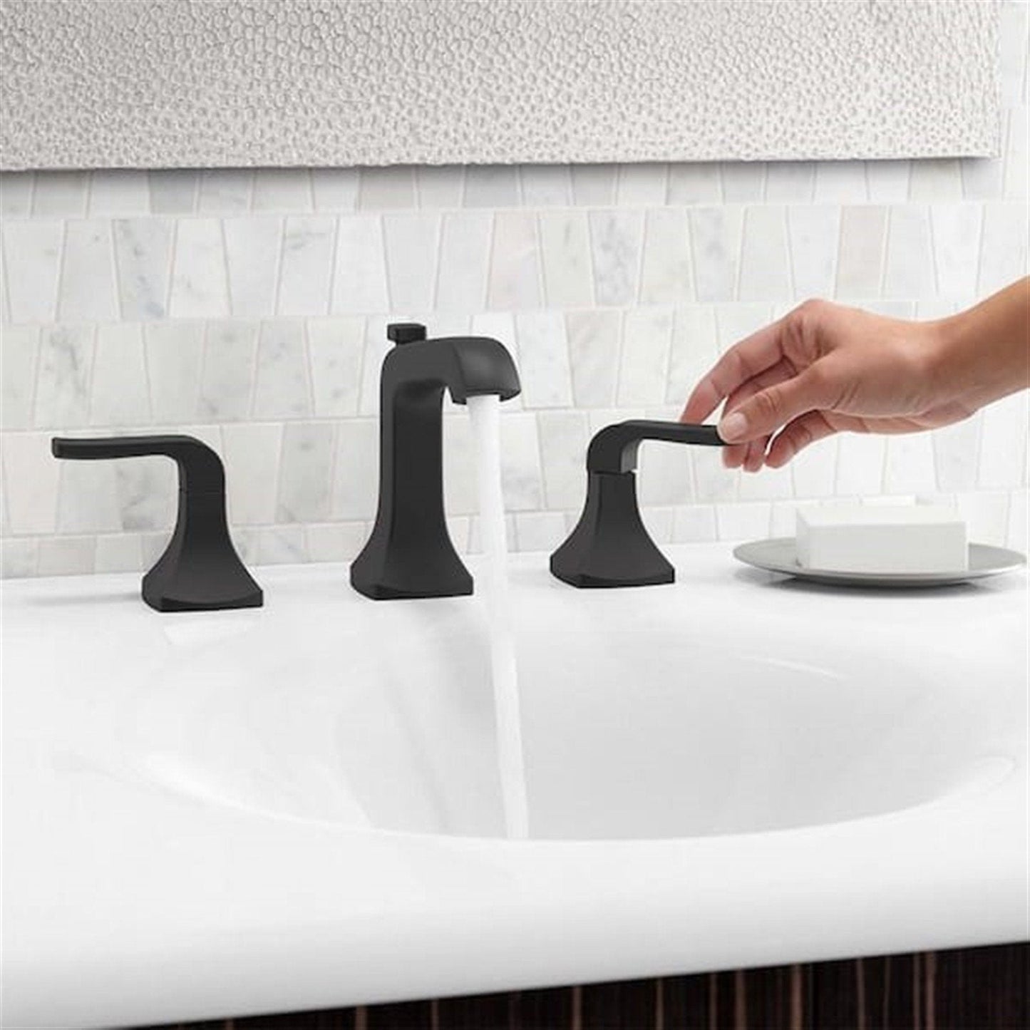 Kohler Rubicon 8 in. Widespread Bathroom Faucet Matte Black K-R76216-4D-BL