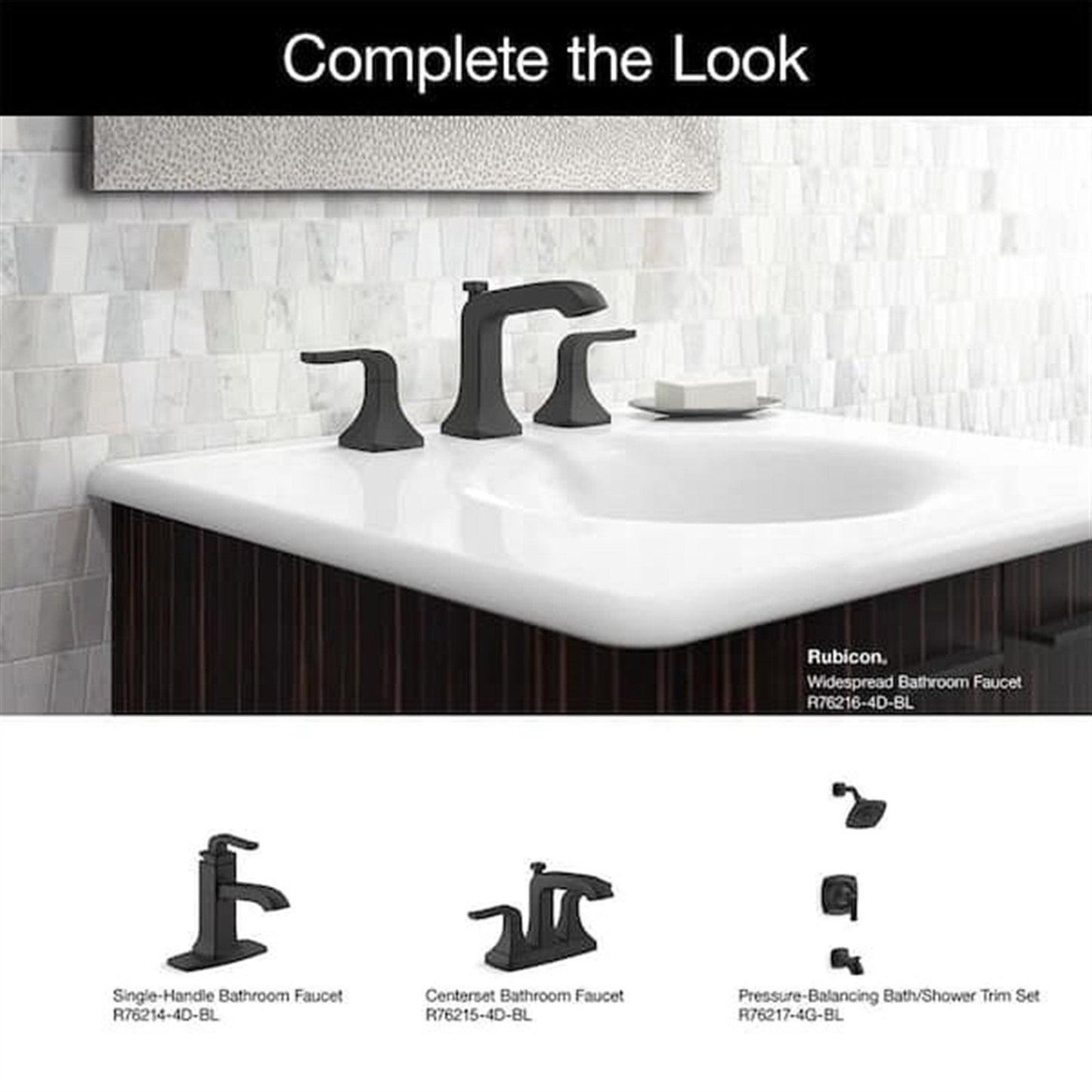 Kohler Rubicon 8 in. Widespread Bathroom Faucet Matte Black K-R76216-4D-BL