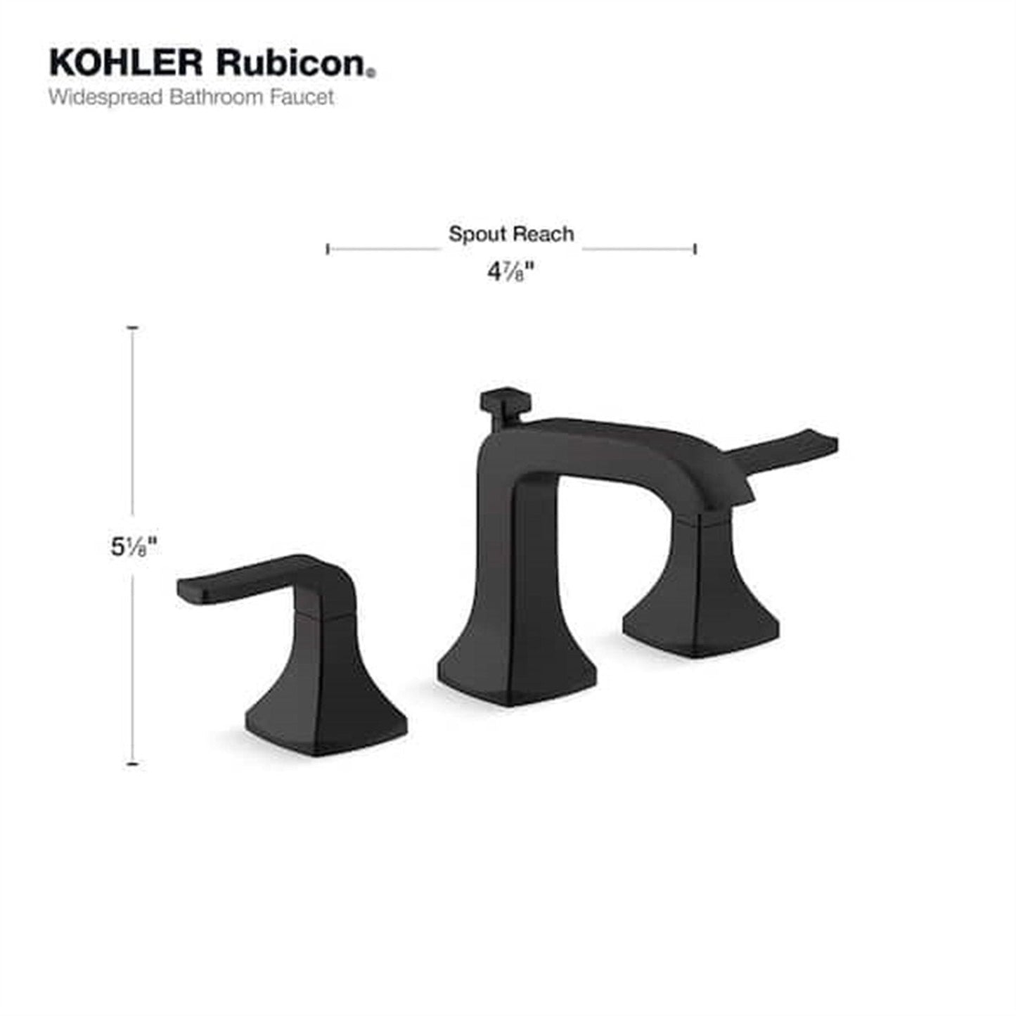 Kohler Rubicon 8 in. Widespread Bathroom Faucet Matte Black K-R76216-4D-BL