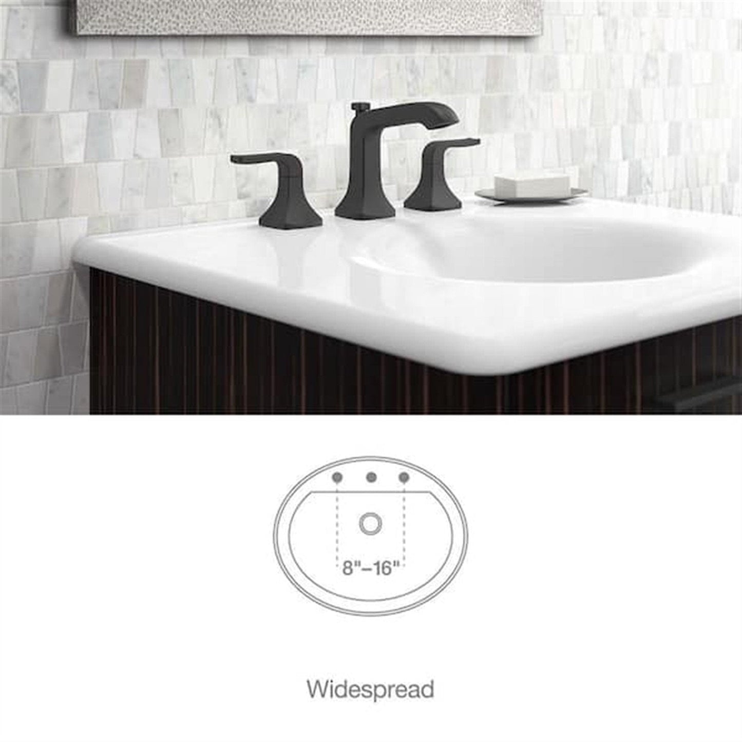 Kohler Rubicon 8 in. Widespread Bathroom Faucet Matte Black K-R76216-4D-BL