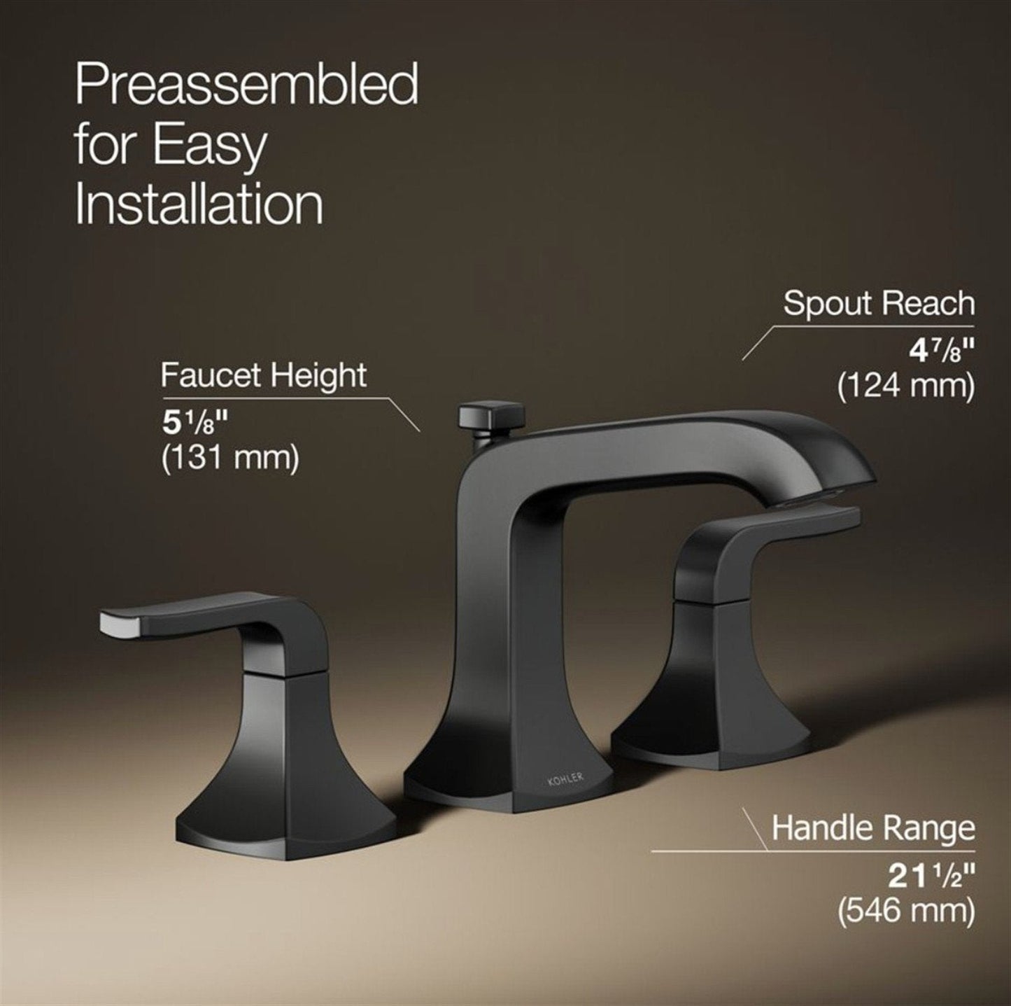 Kohler Rubicon 8 in. Widespread Bathroom Faucet Matte Black K-R76216-4D-BL