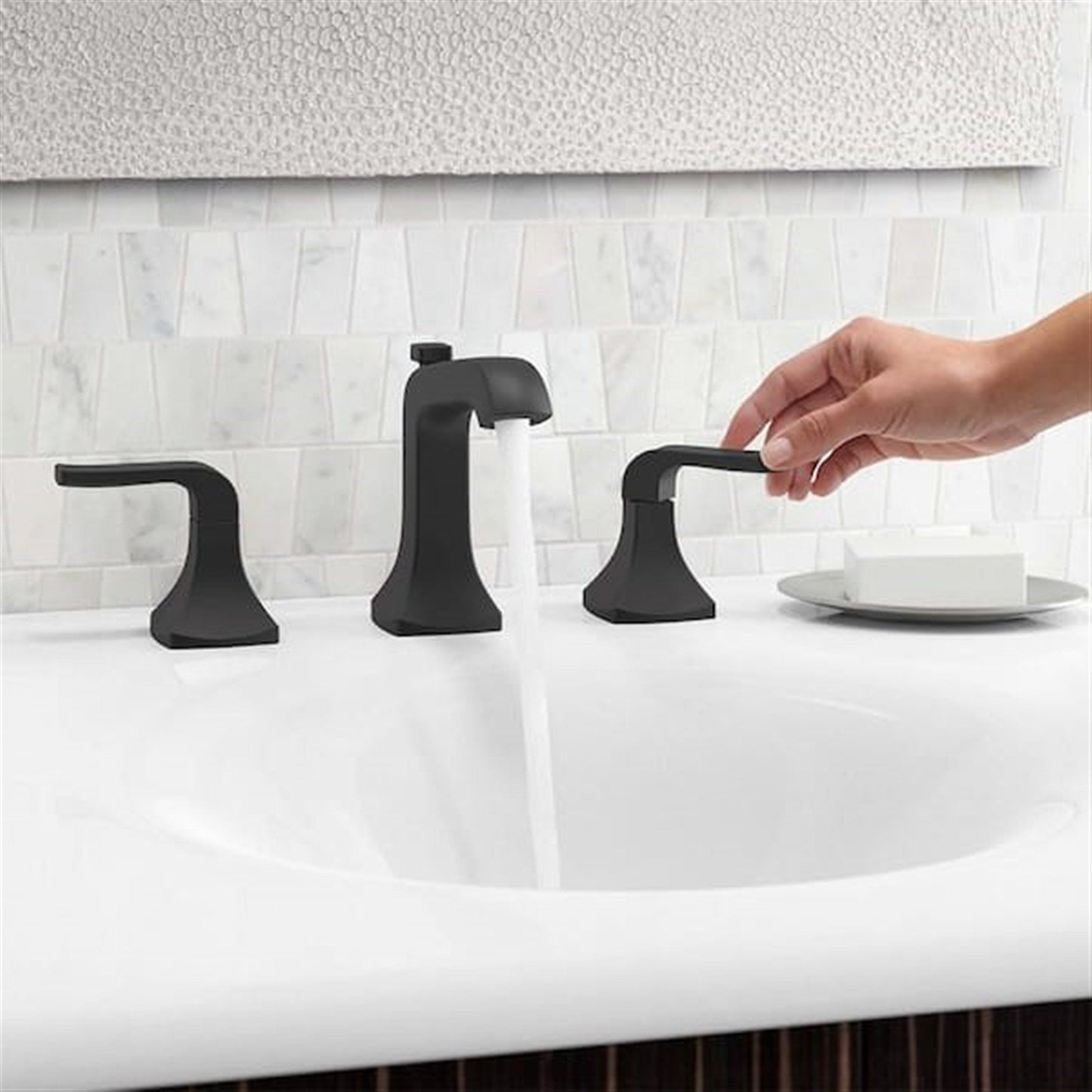 Kohler Rubicon 8 in. Widespread Bathroom Faucet Matte Black K-R76216-4D-BL