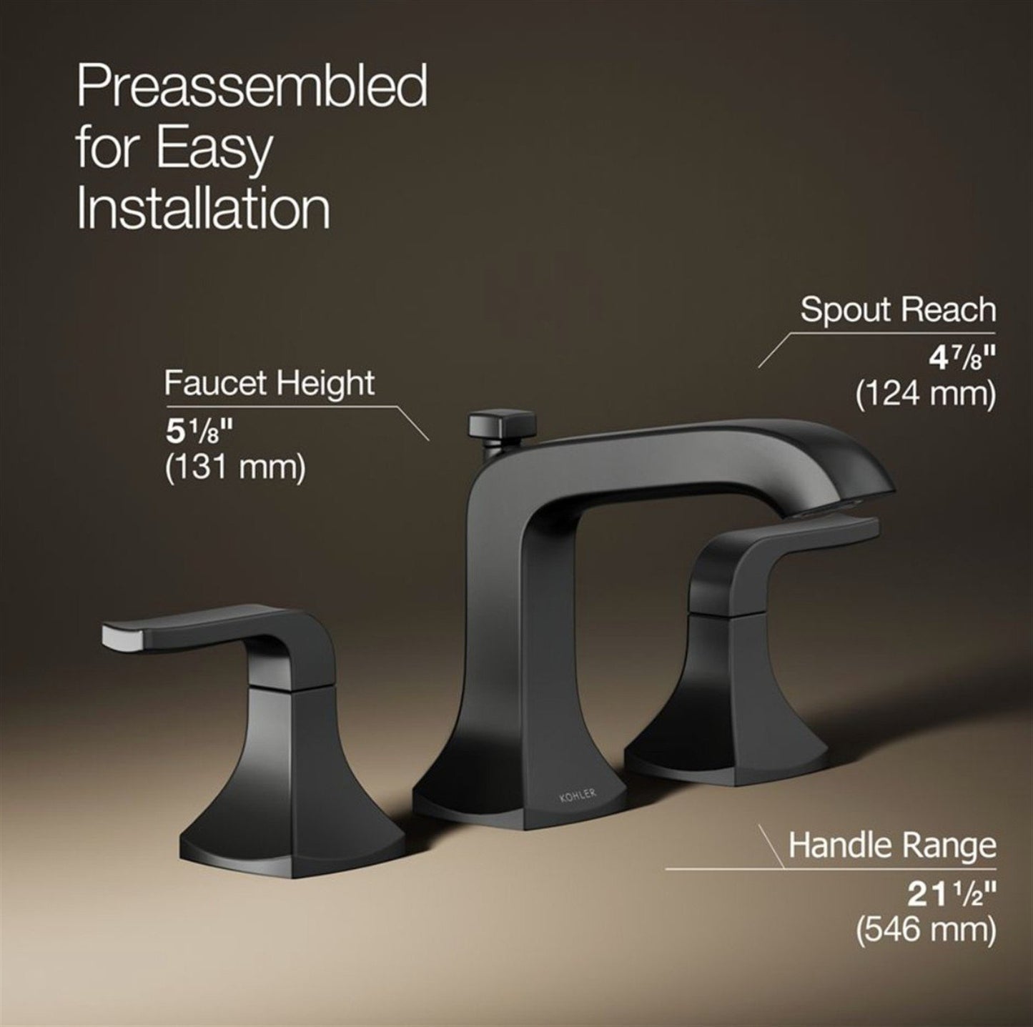Kohler Rubicon 8 in. Widespread Bathroom Faucet Matte Black K-R76216-4D-BL
