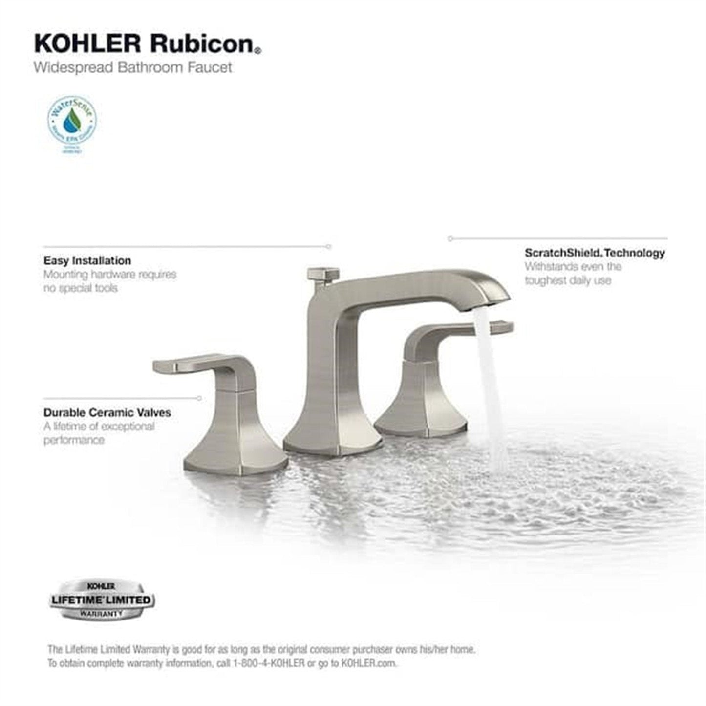 Rubicon 8 in. Widespread 2-Handle Bathroom Faucet in Vibrant Brushed Nickel